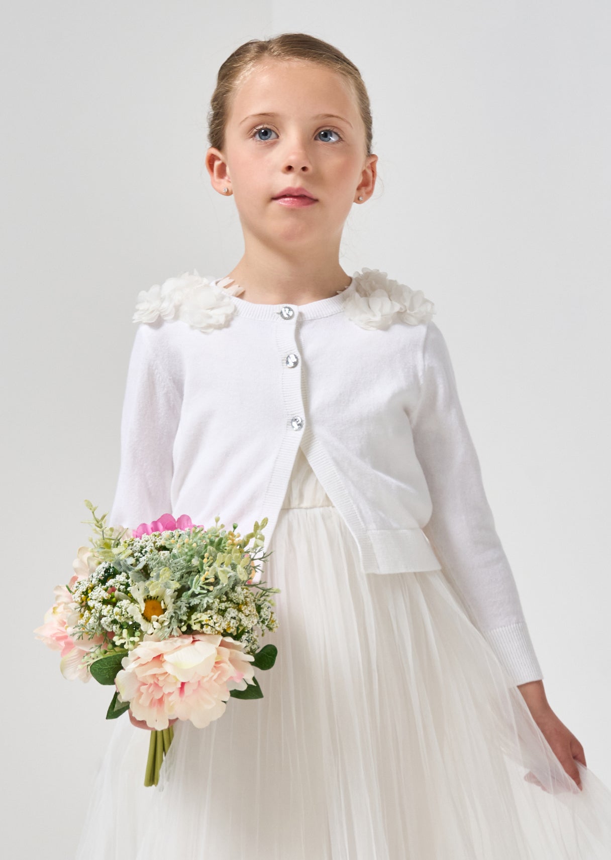 Girls White Cardigan Angel Rocket