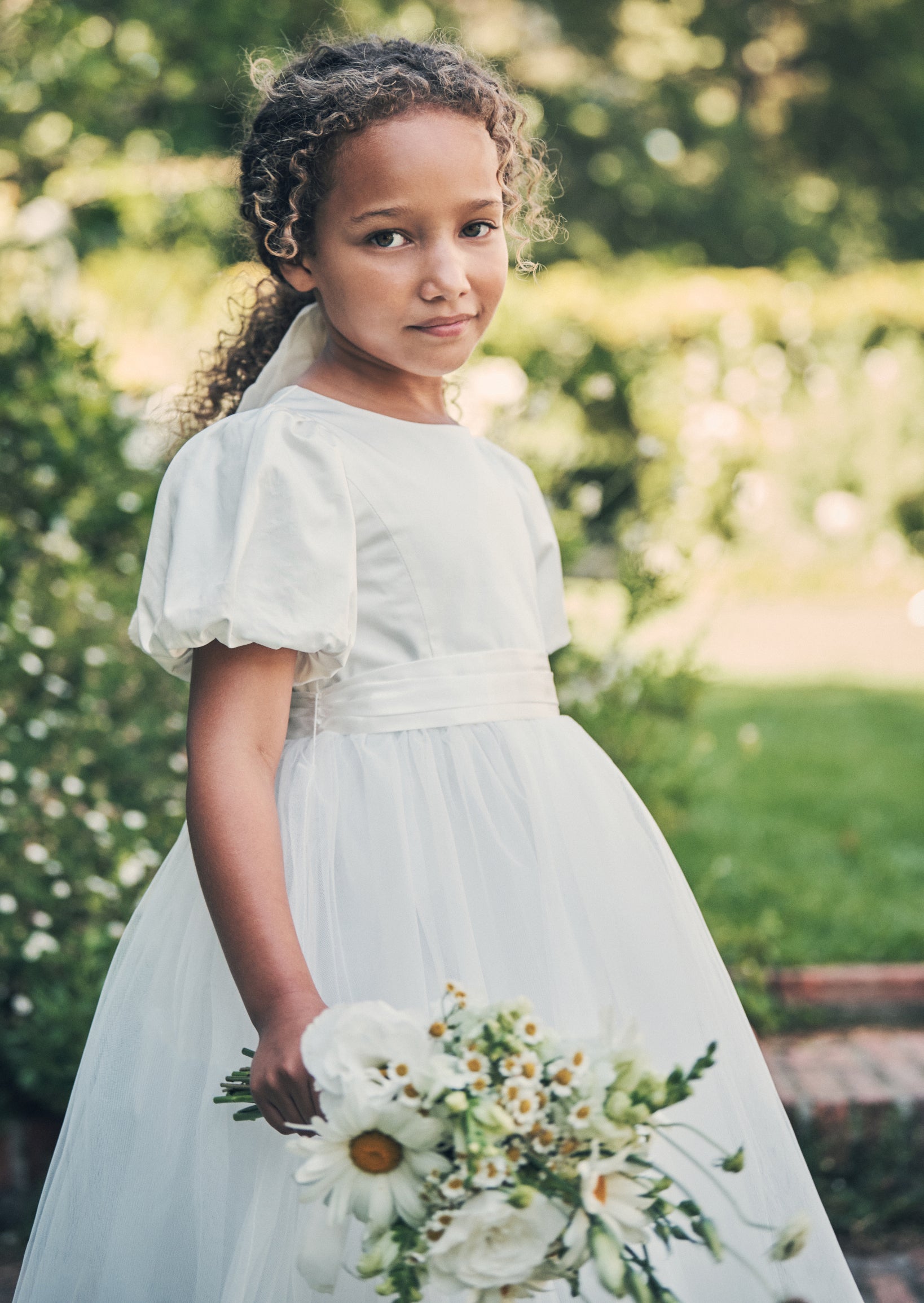 Vestito in tulle Selene con fascia avorio