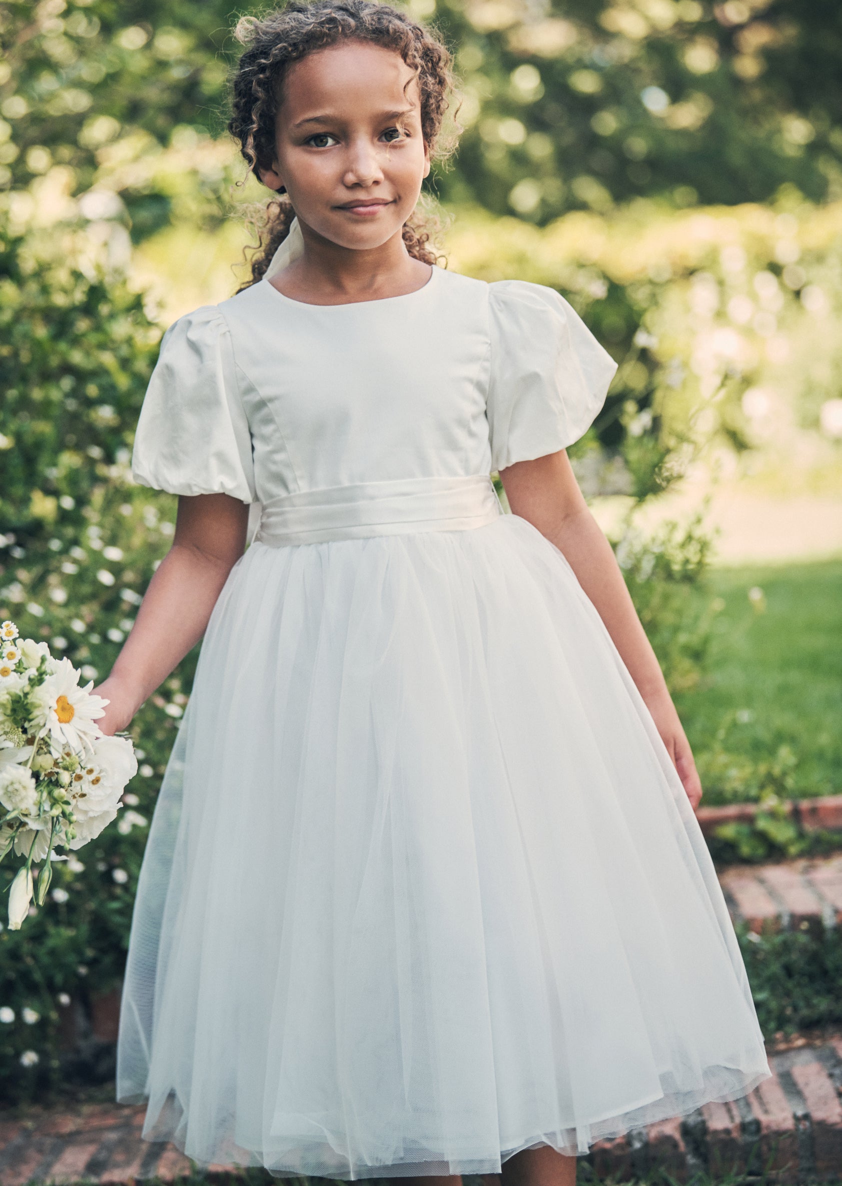 Vestito in tulle Selene con fascia avorio