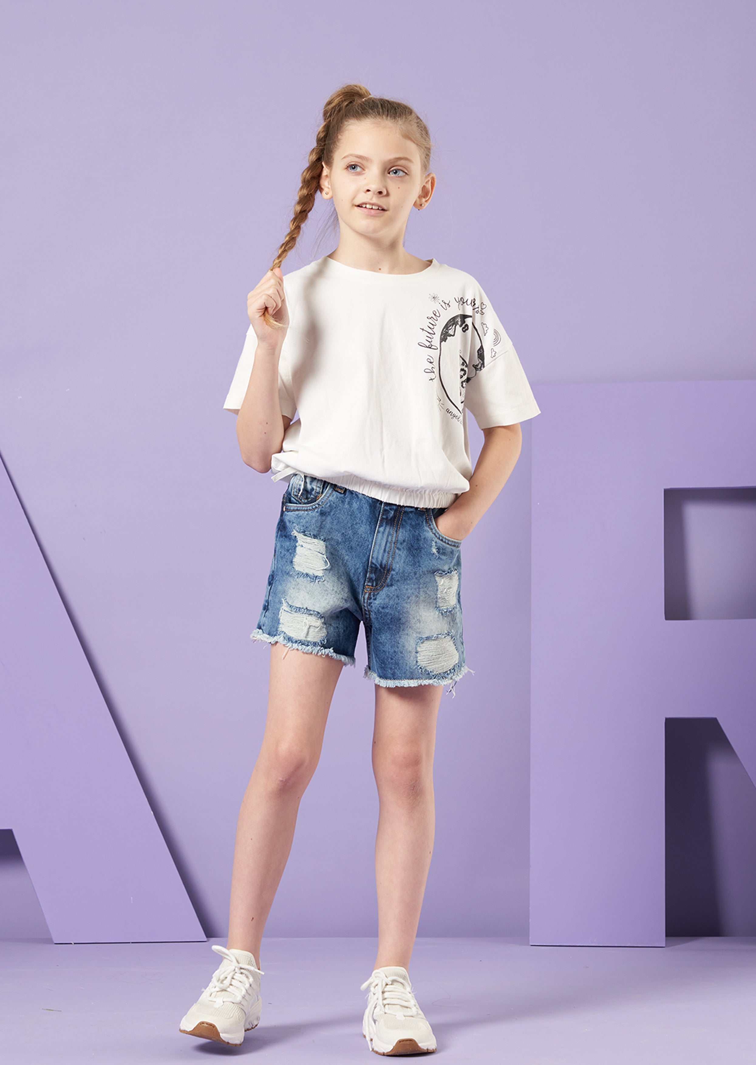 Nina Denim Distressed Short