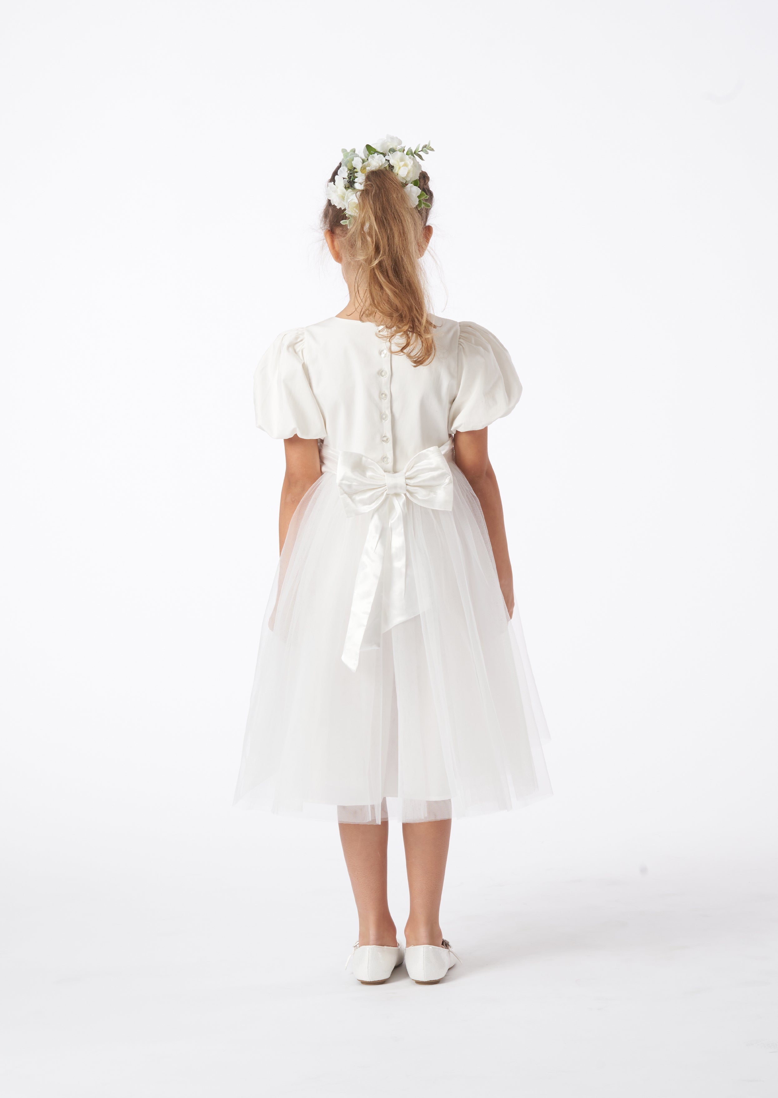 Vestito in tulle Selene con fascia avorio