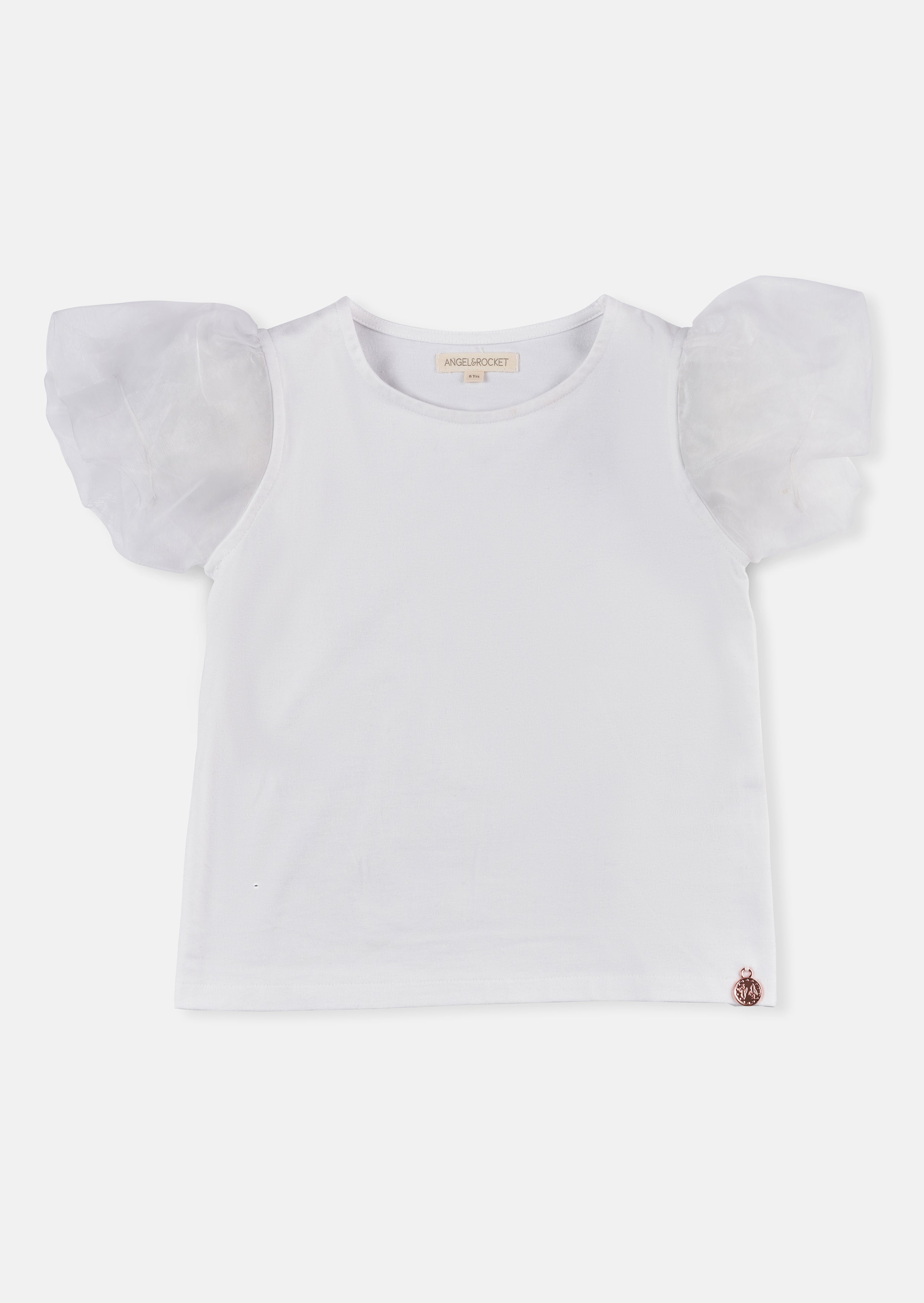 T-shirt Delilah à manches bouffantes en maille