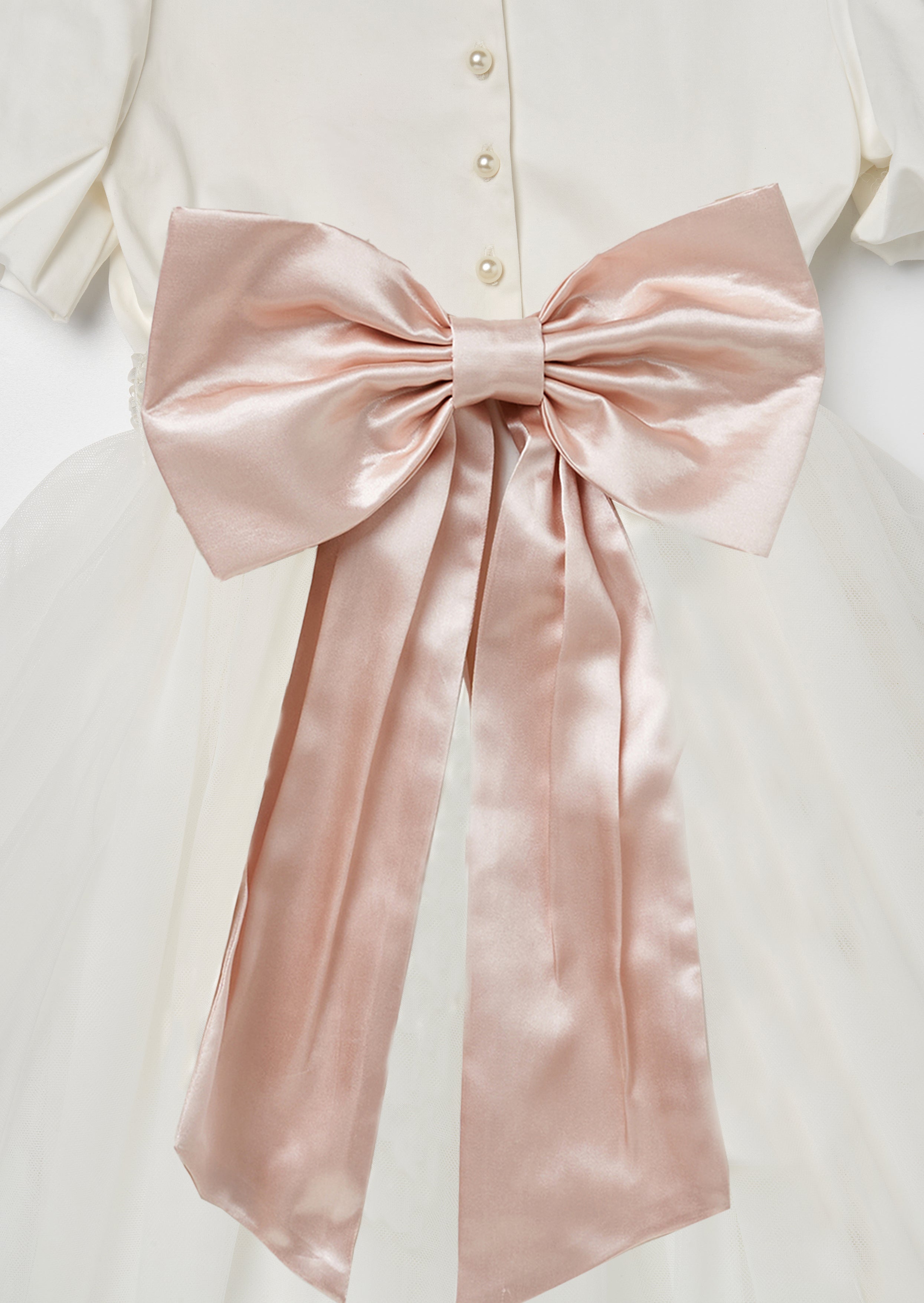 Vestito in tulle Selene con fascia rosa