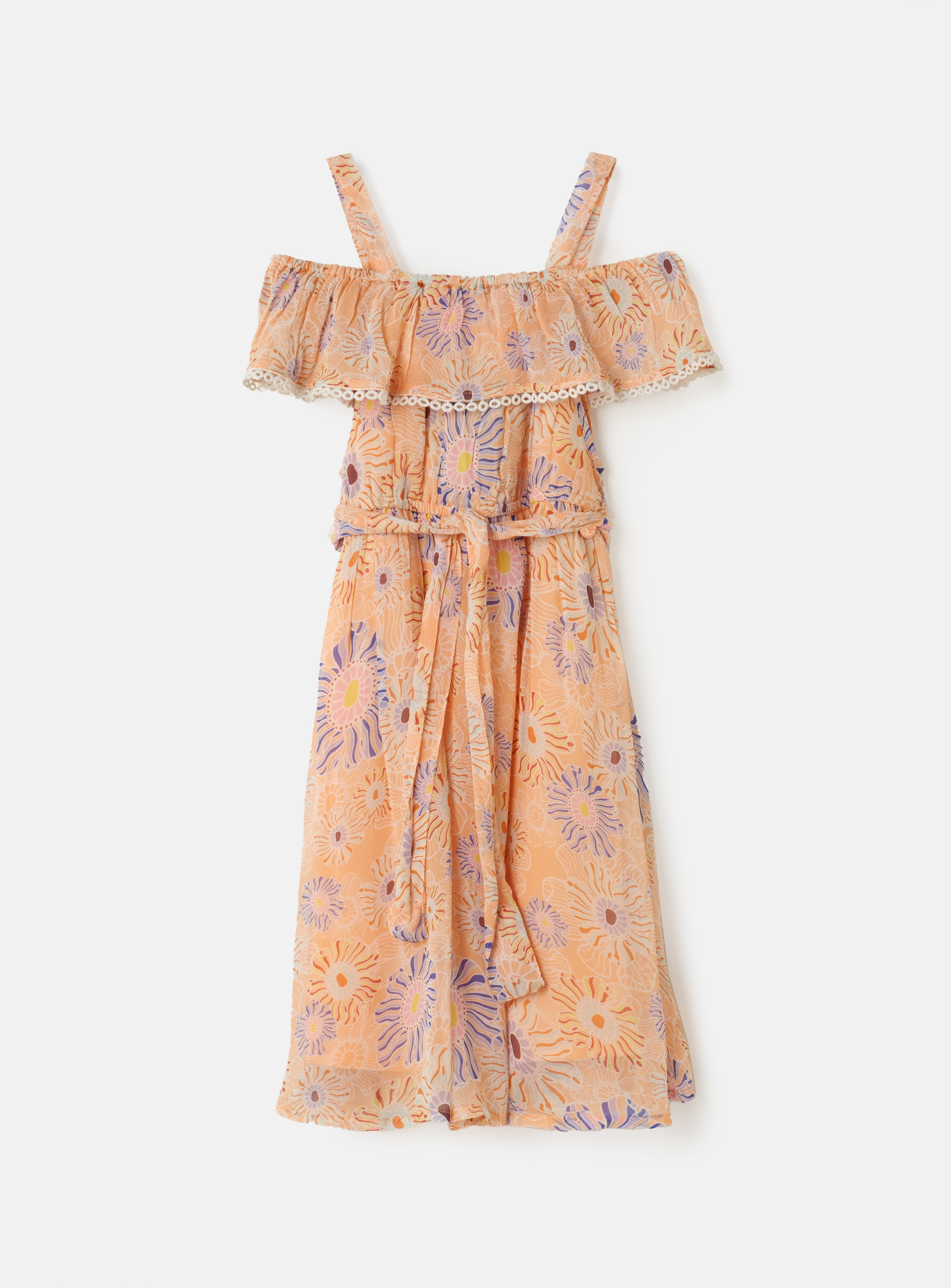 Emmie Coral Bardot Print Dress