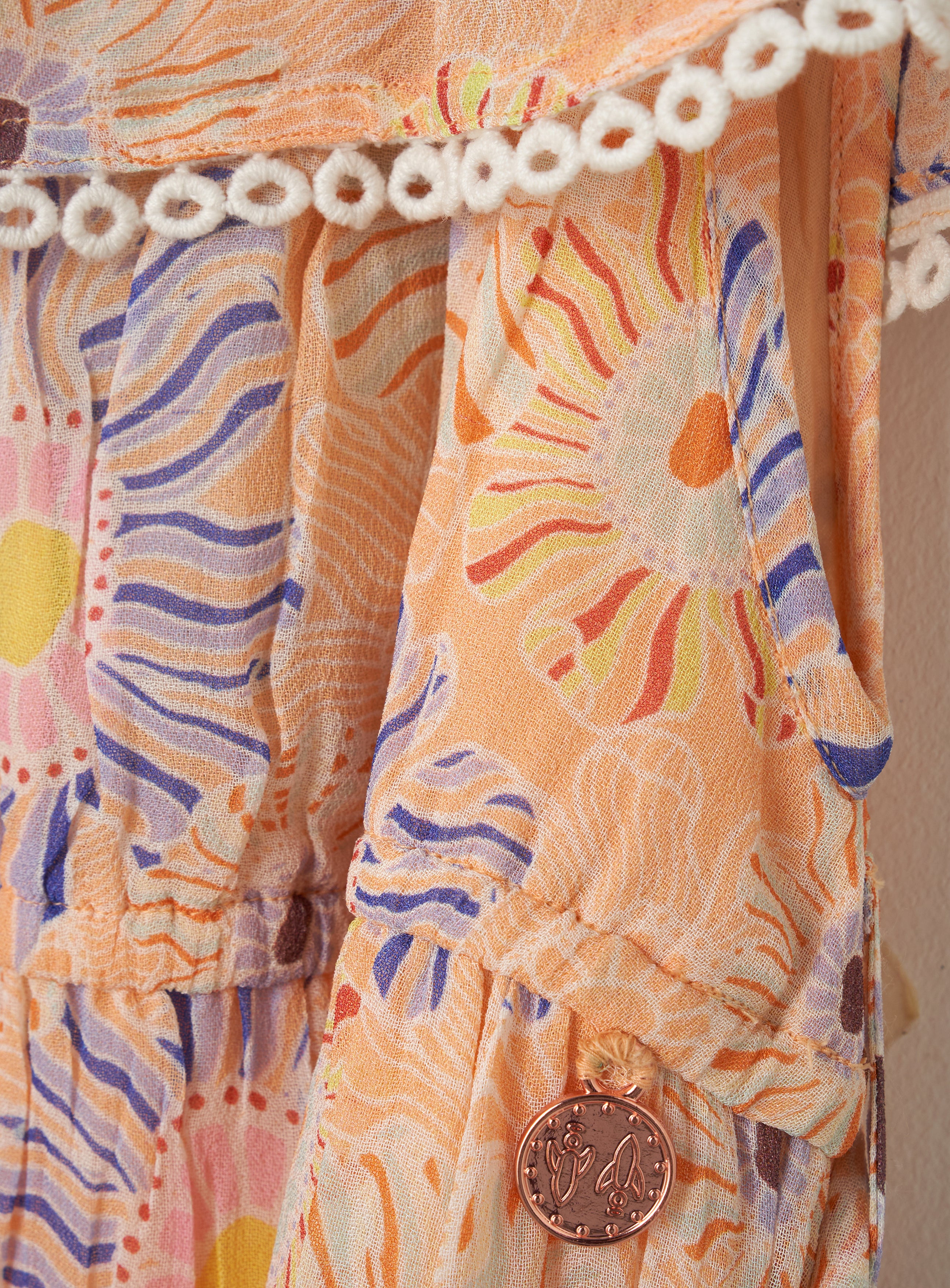 Emmie Coral Bardot Print Dress