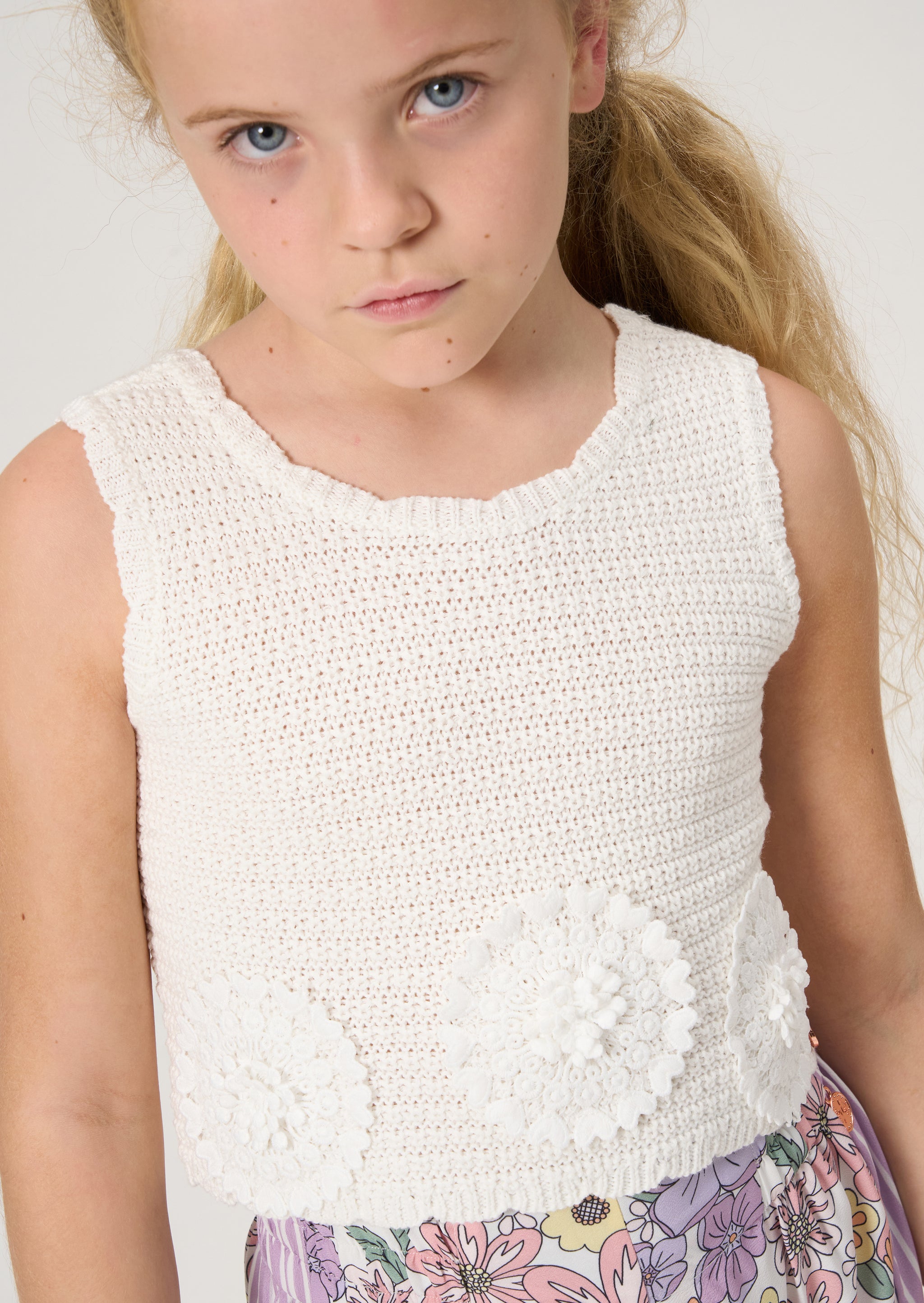 Girls White Vest Top Angel & Rocket