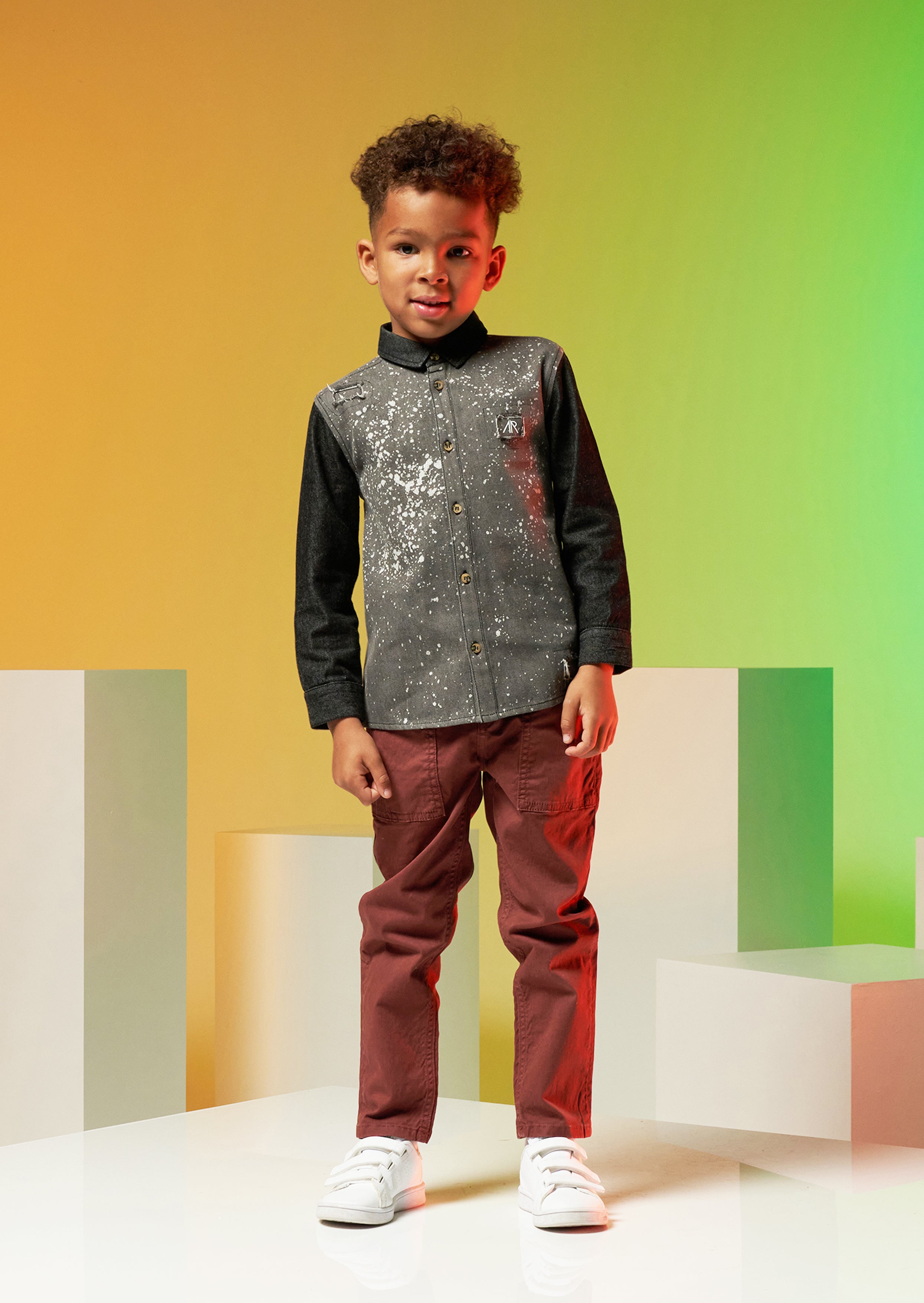 Hendrix Farbe Spritzer Denim Hemd