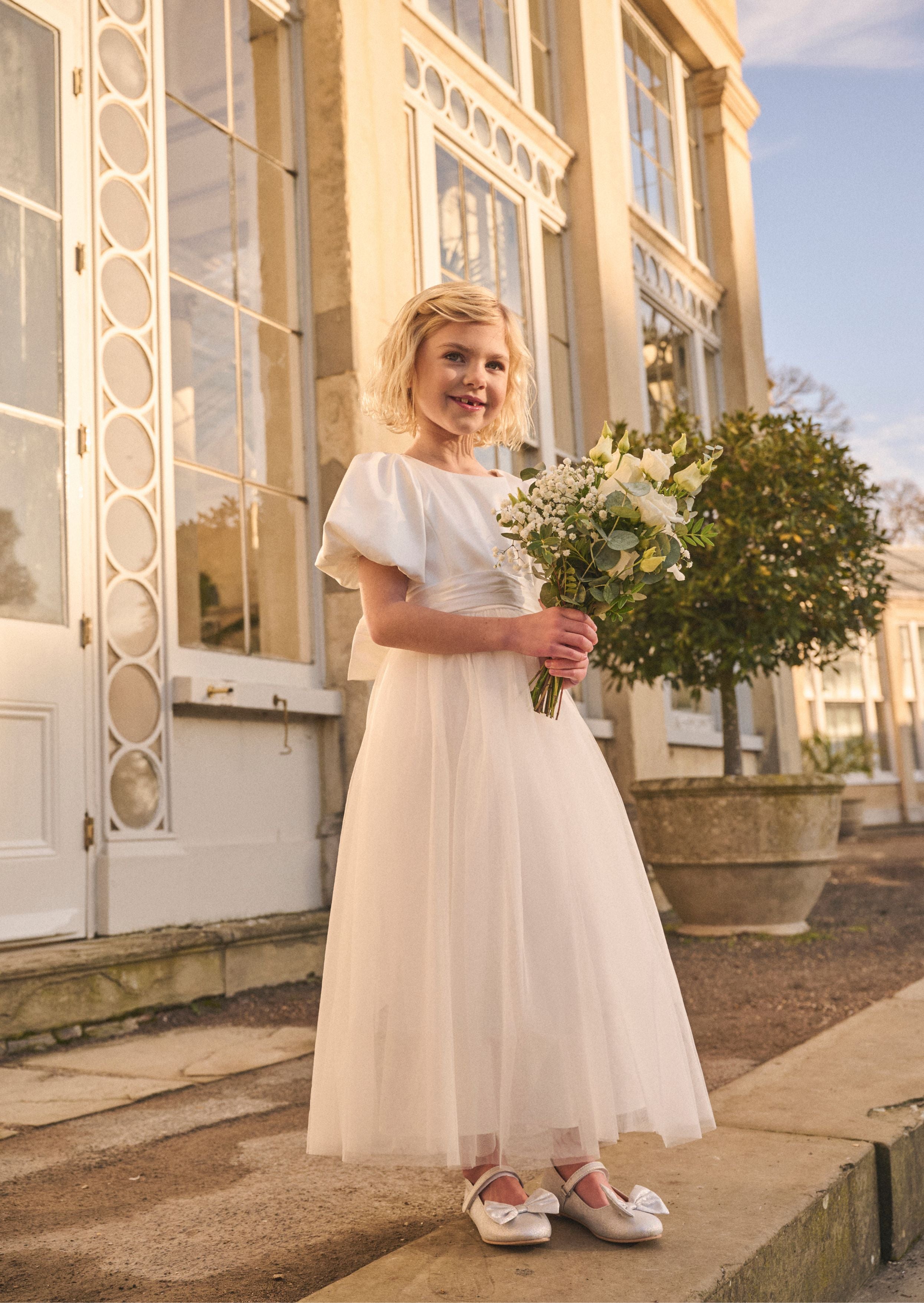 Ivory Tulle Flower Girl Dresses | Ivory Sash | Angel & Rocket
