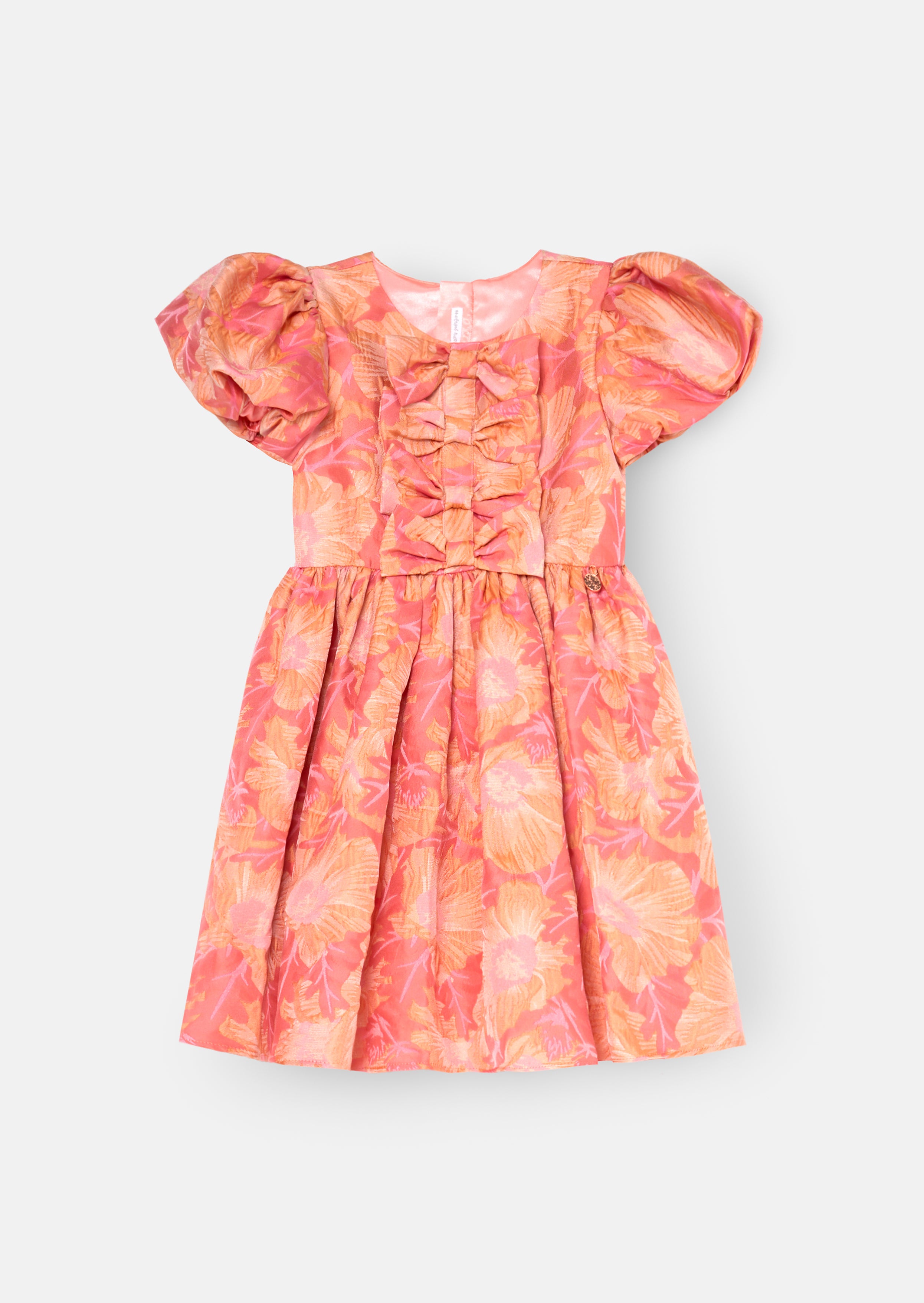Georgia Pink Bow Jacquard Dress
