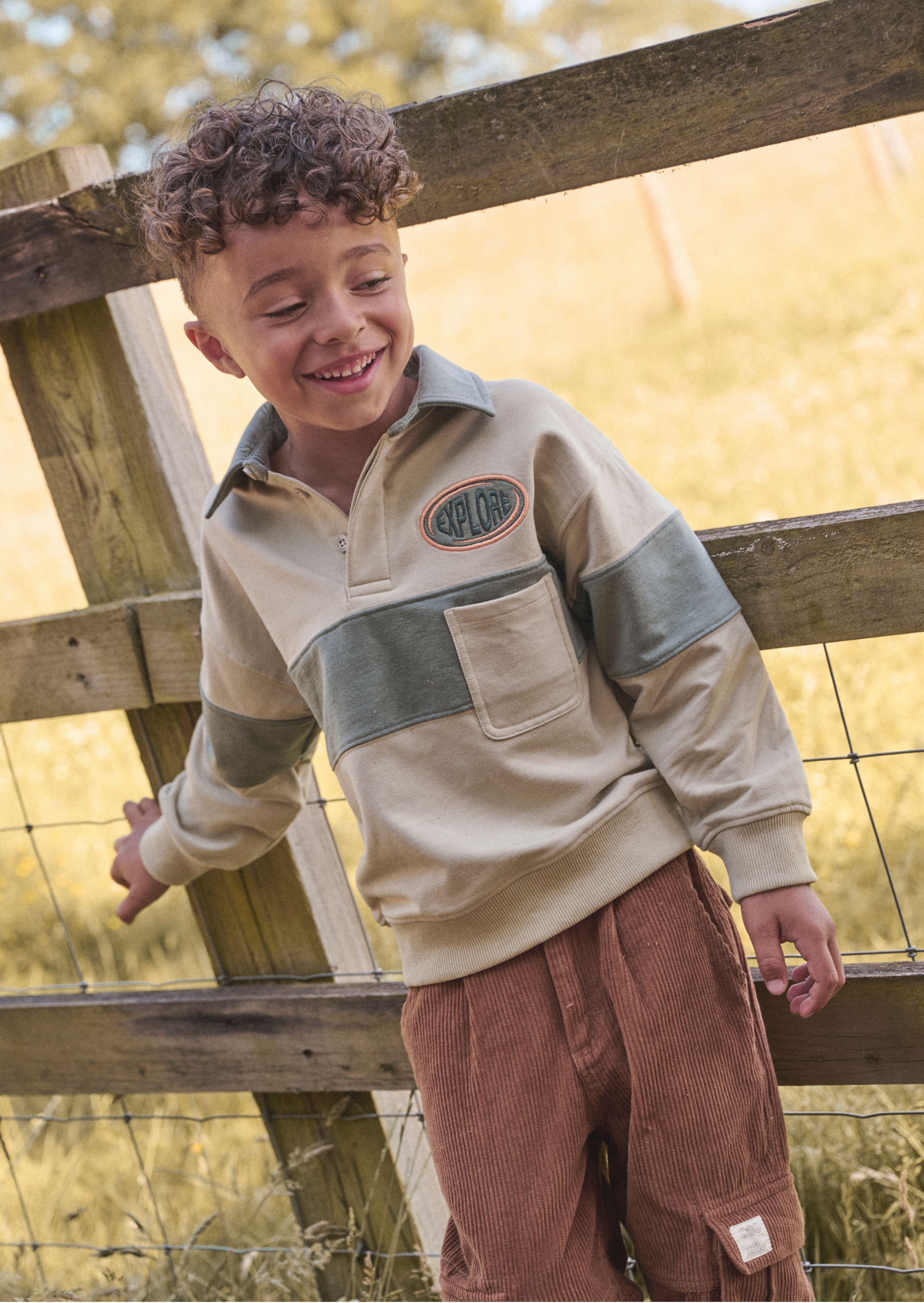Issac Button Kragen Farbblock Sweatshirt