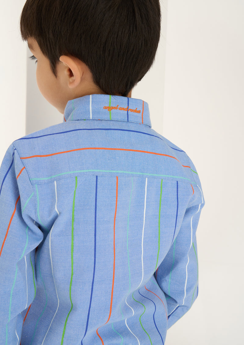 Harris Blue Embroidered Stripe Shirt
