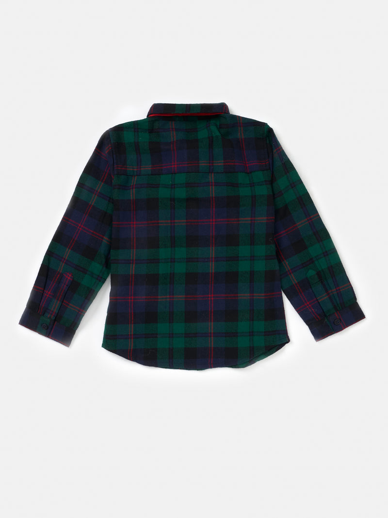 Scott Navy Tartan Shirt with Bow Tie