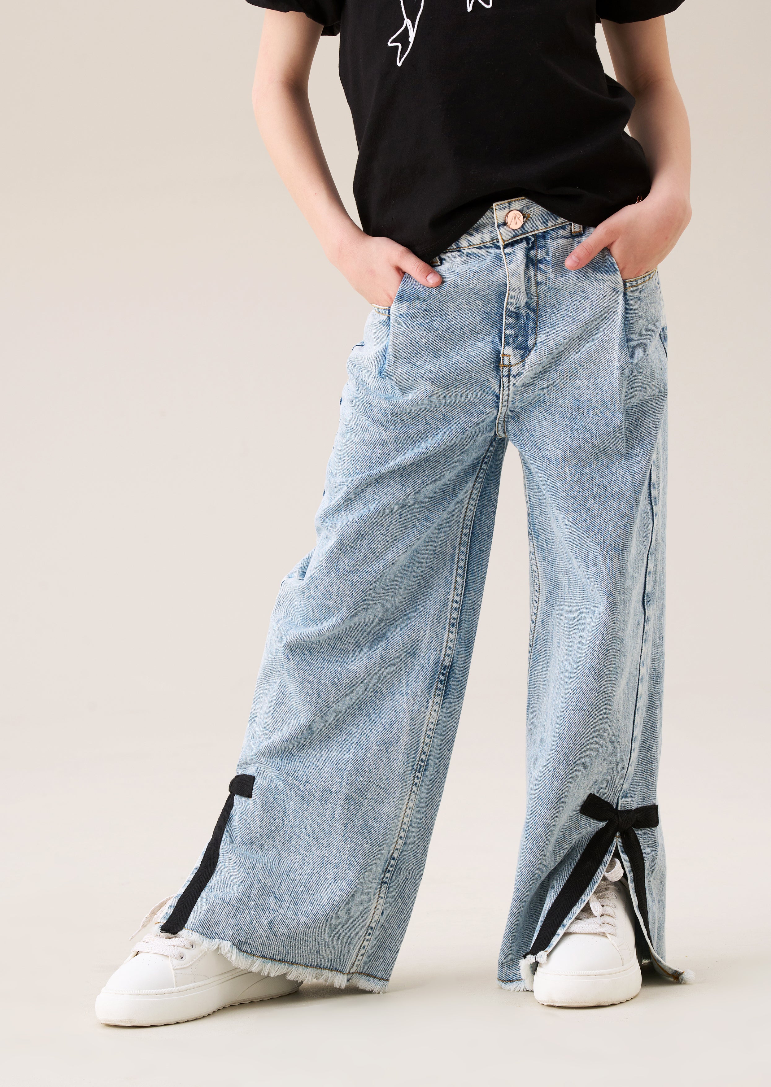 Lena Bow Detail Straight Leg Jean