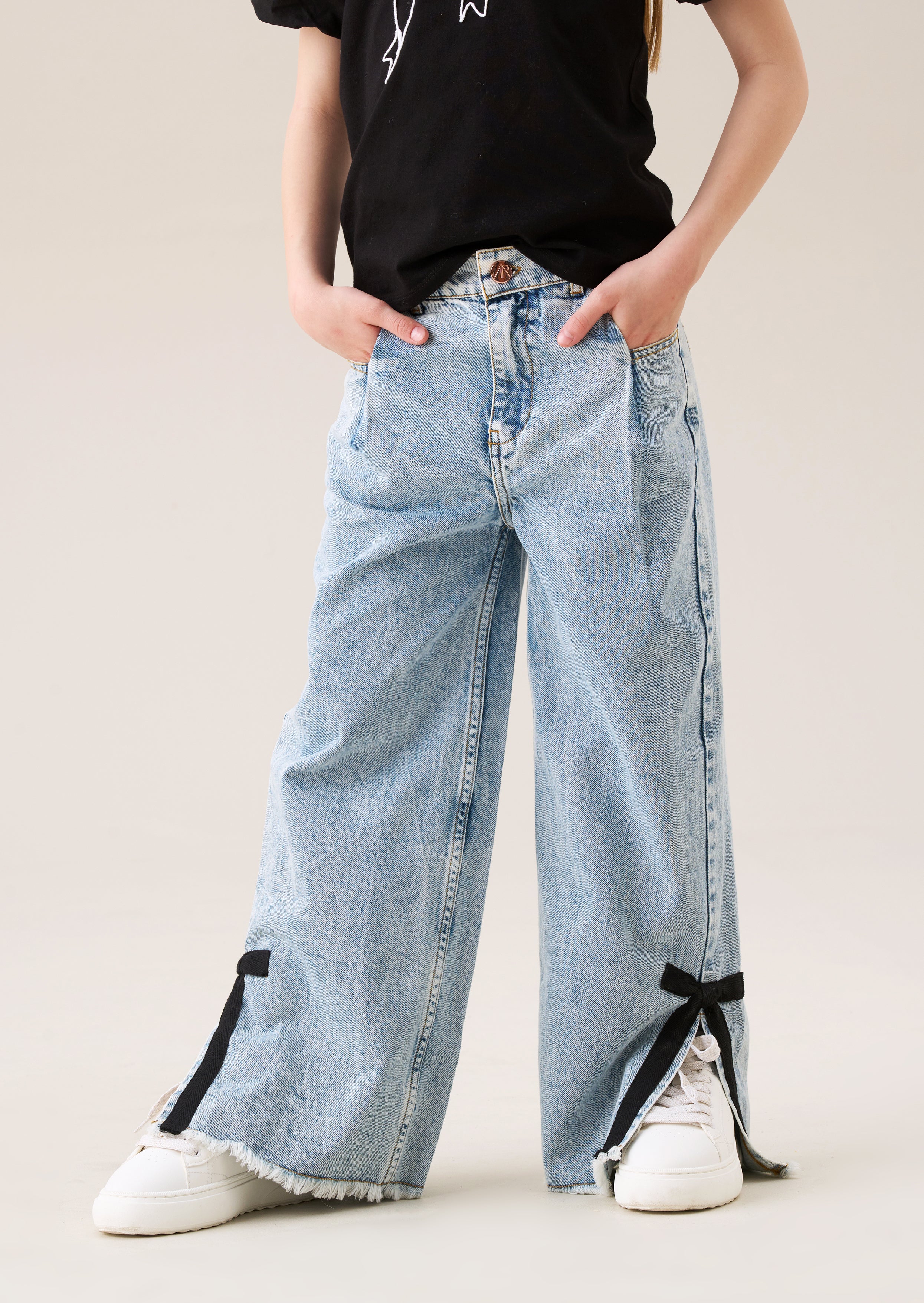 Lena Bow Detail Straight Leg Jean