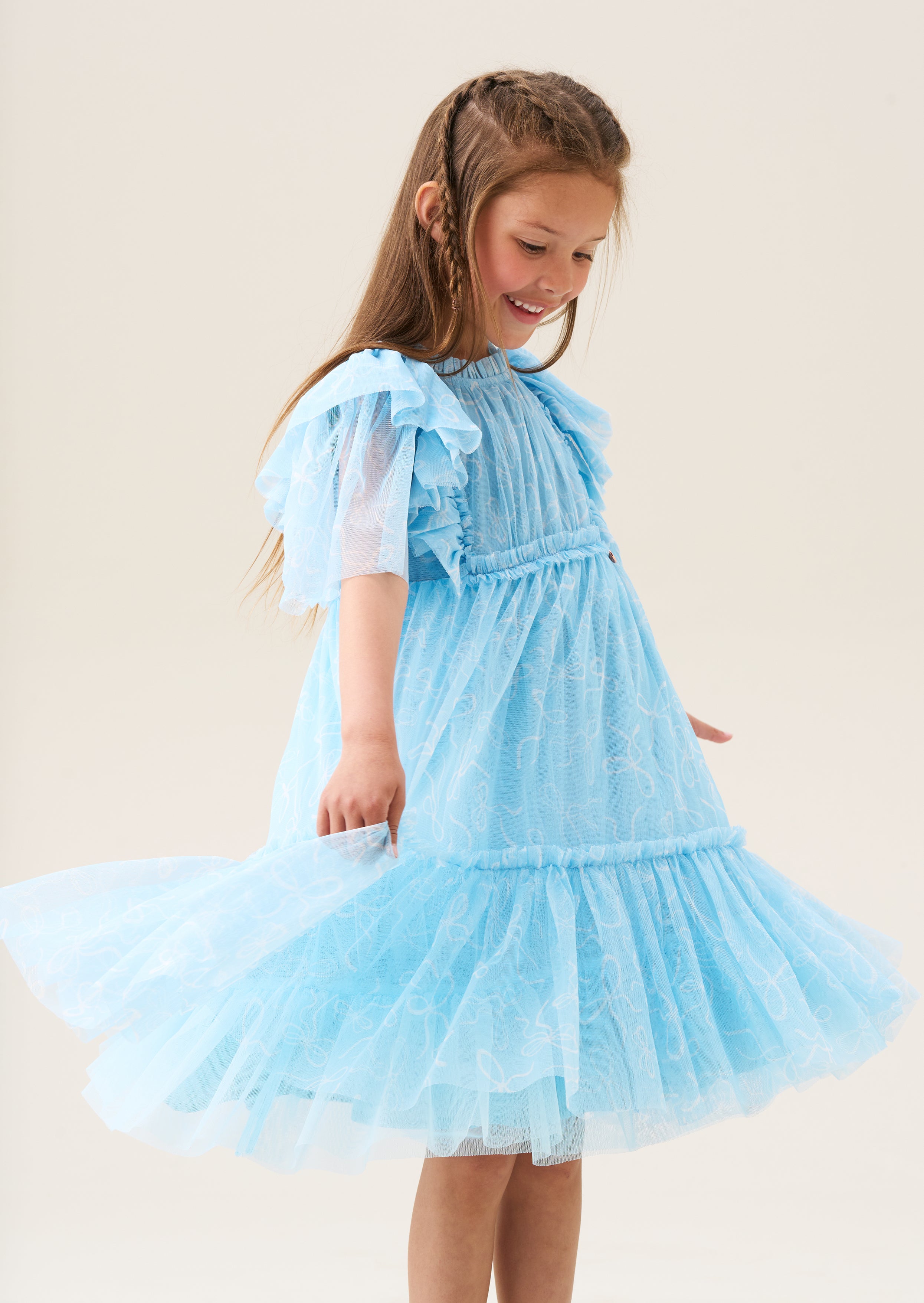 Cara Bow Print Mesh Dress