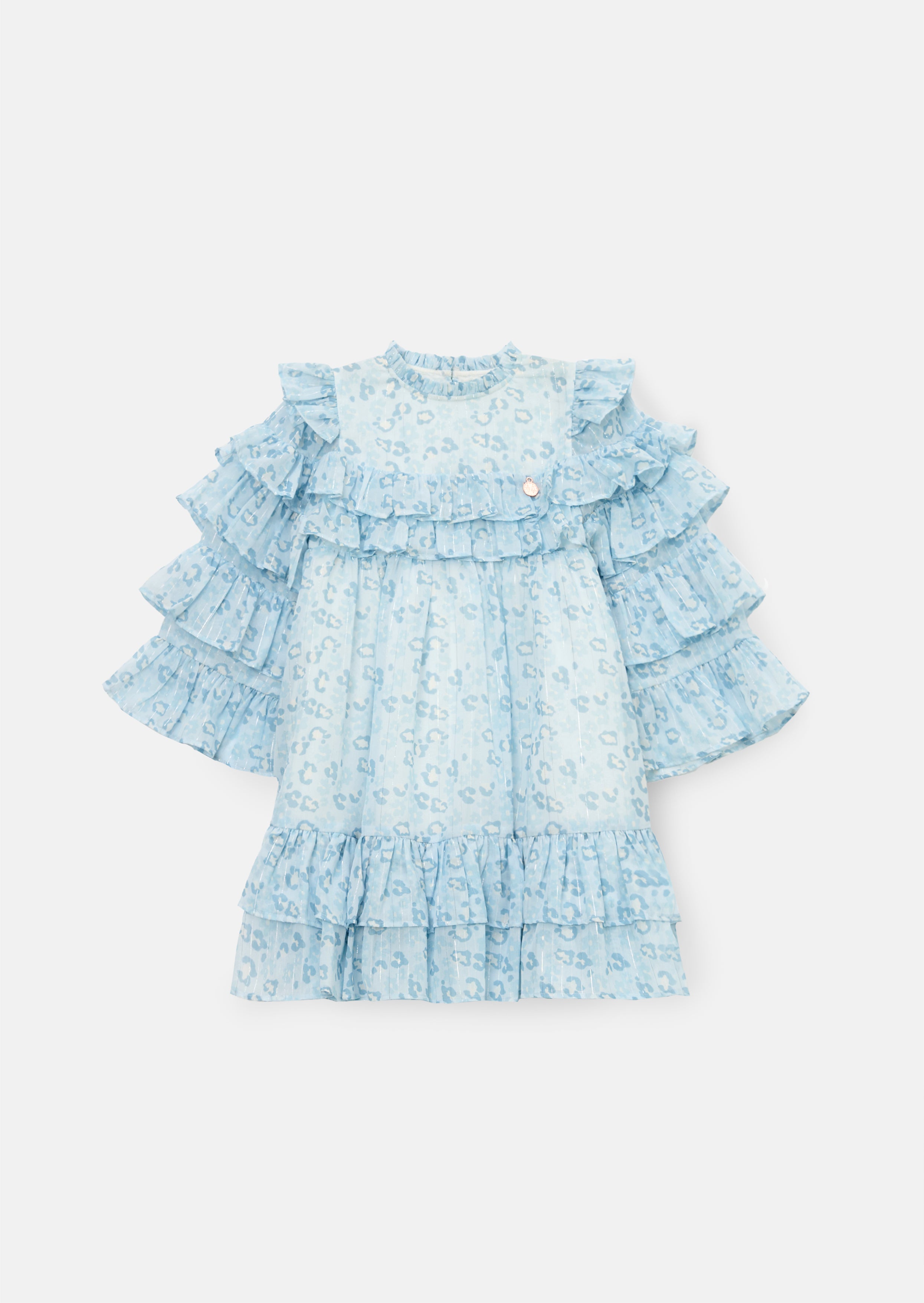 Imogen Blue Leopard Frill Dress