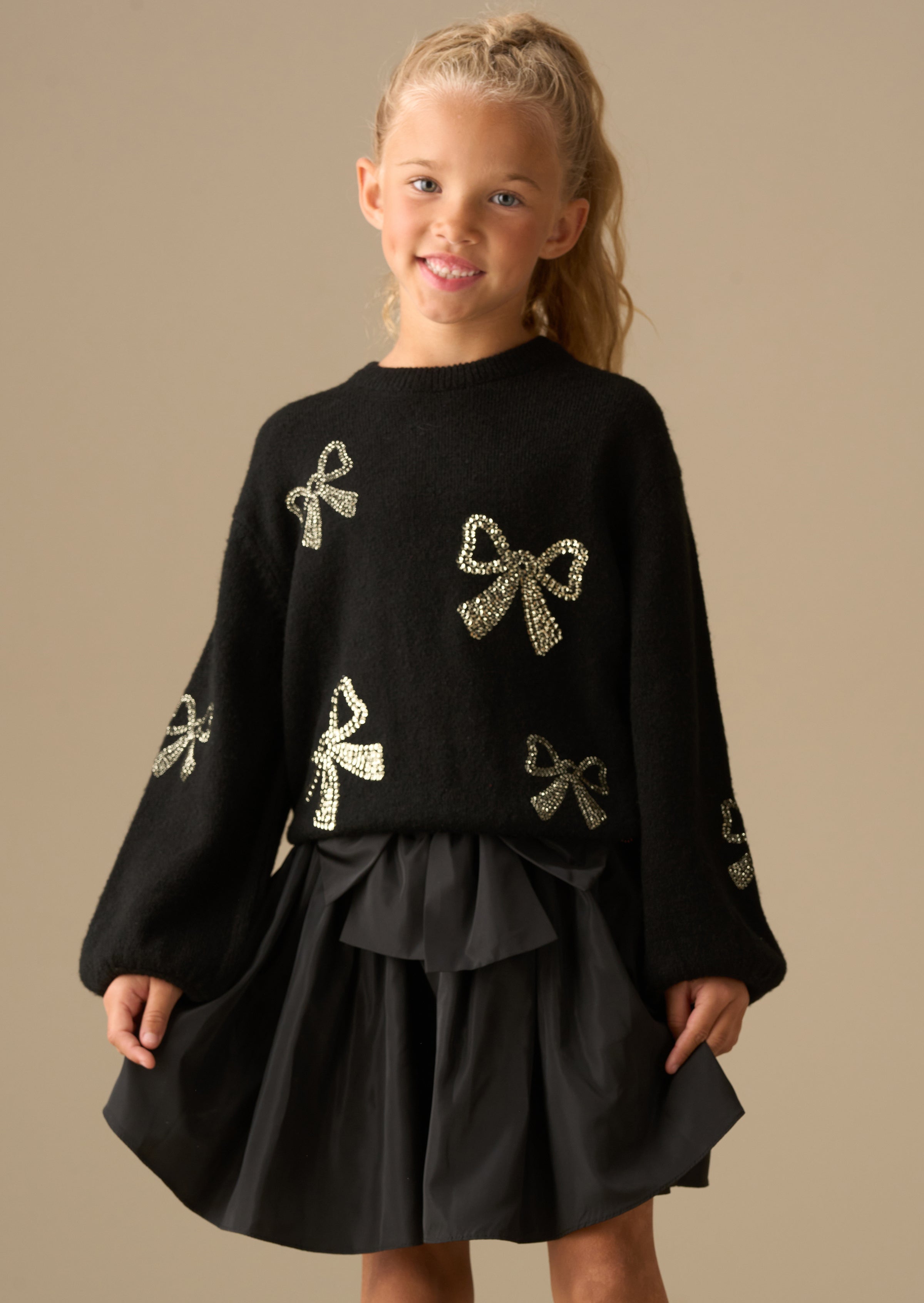Anna Sequin Bow Jumper