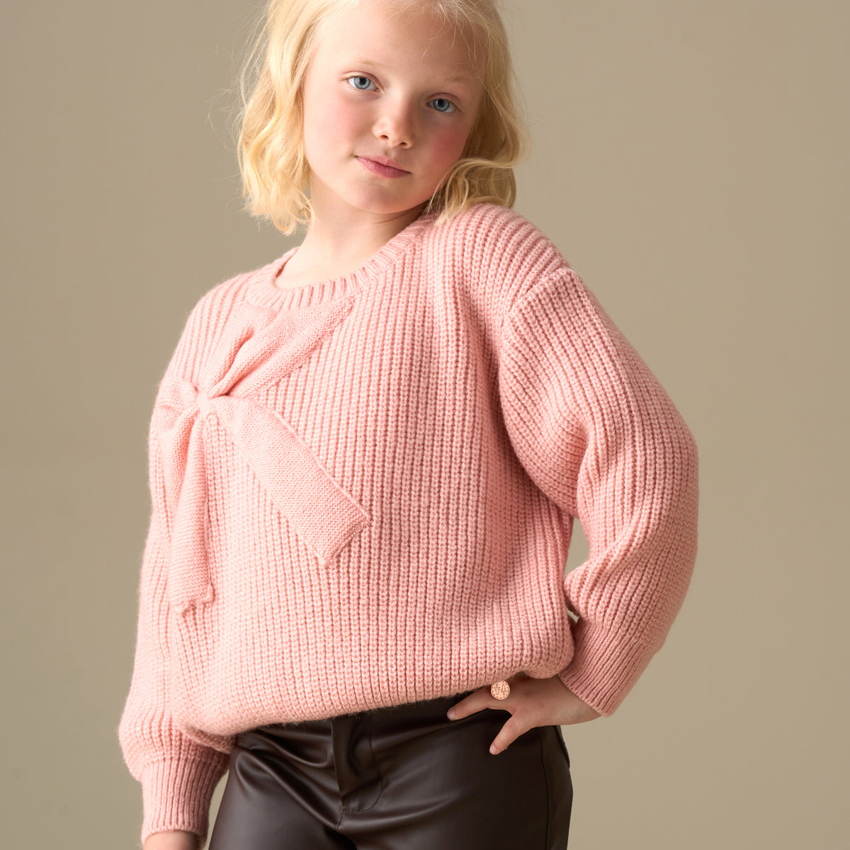 Mädchen Pink Statement Schleife Schulter Pullover Angel Rocket
