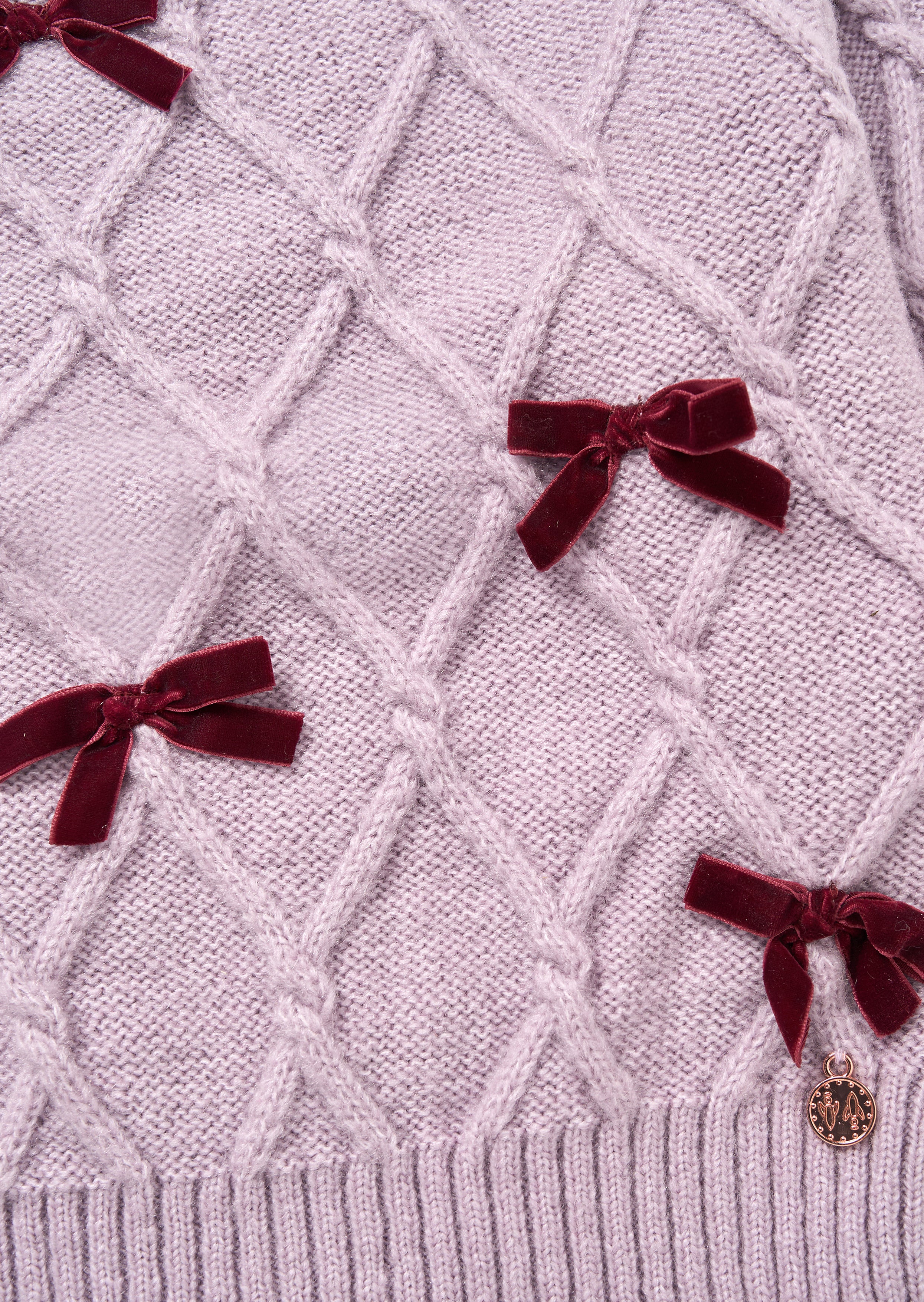 Clara Textured Knit Velvet Bow Jumper