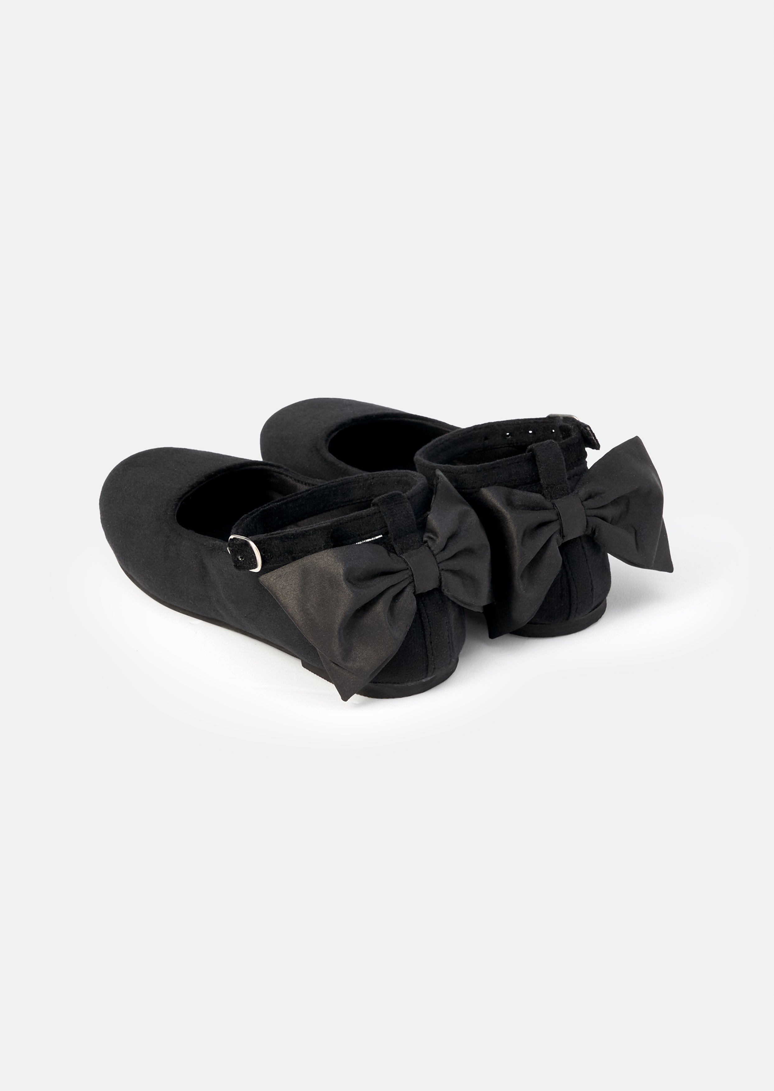 Chaussure à nœud en satin velours noir dos ouvert