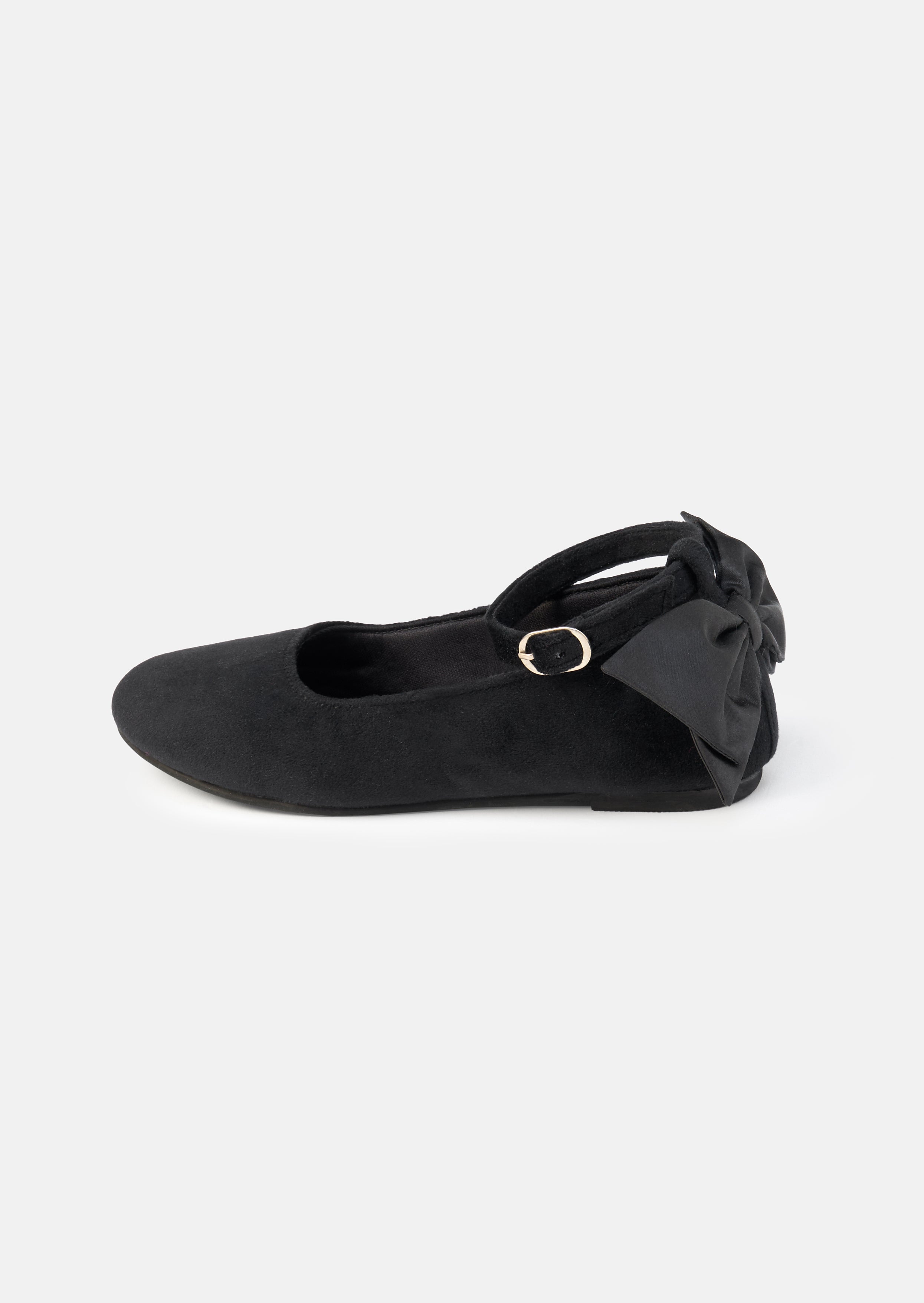 Chaussure à nœud en satin velours noir dos ouvert
