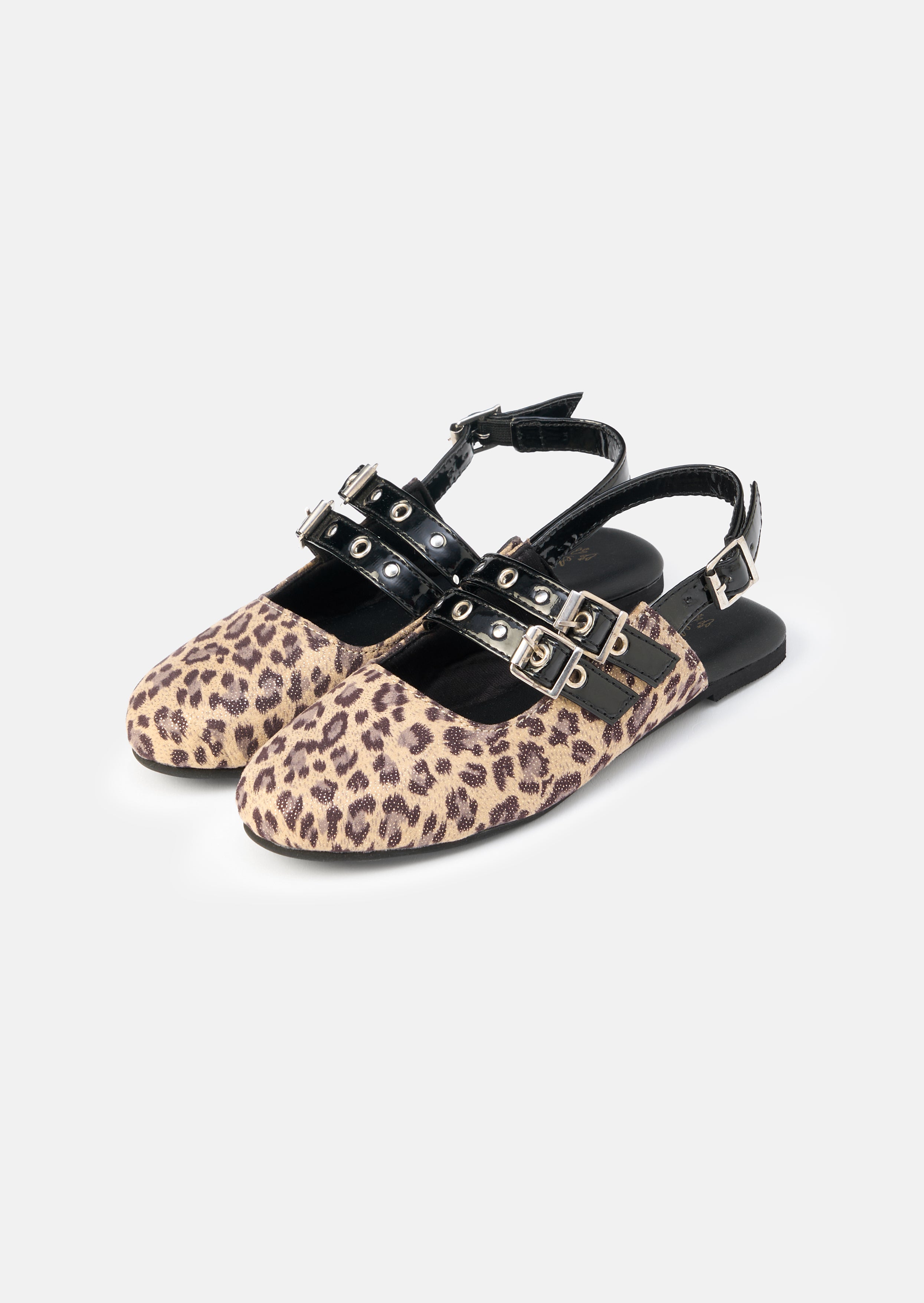 Chaussure à bride arrière avec boucle léopard
