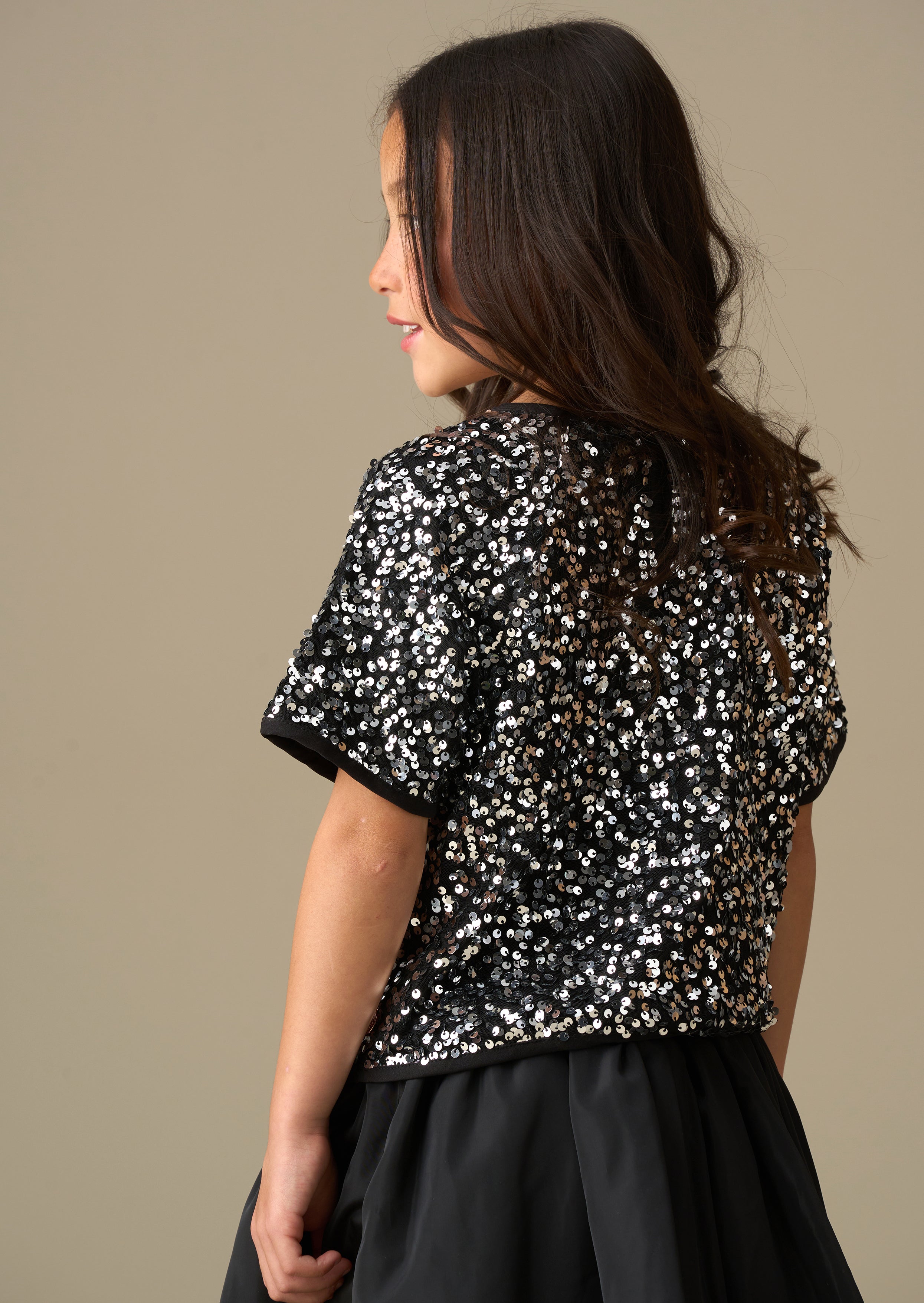 Leona Silver Sequin Top