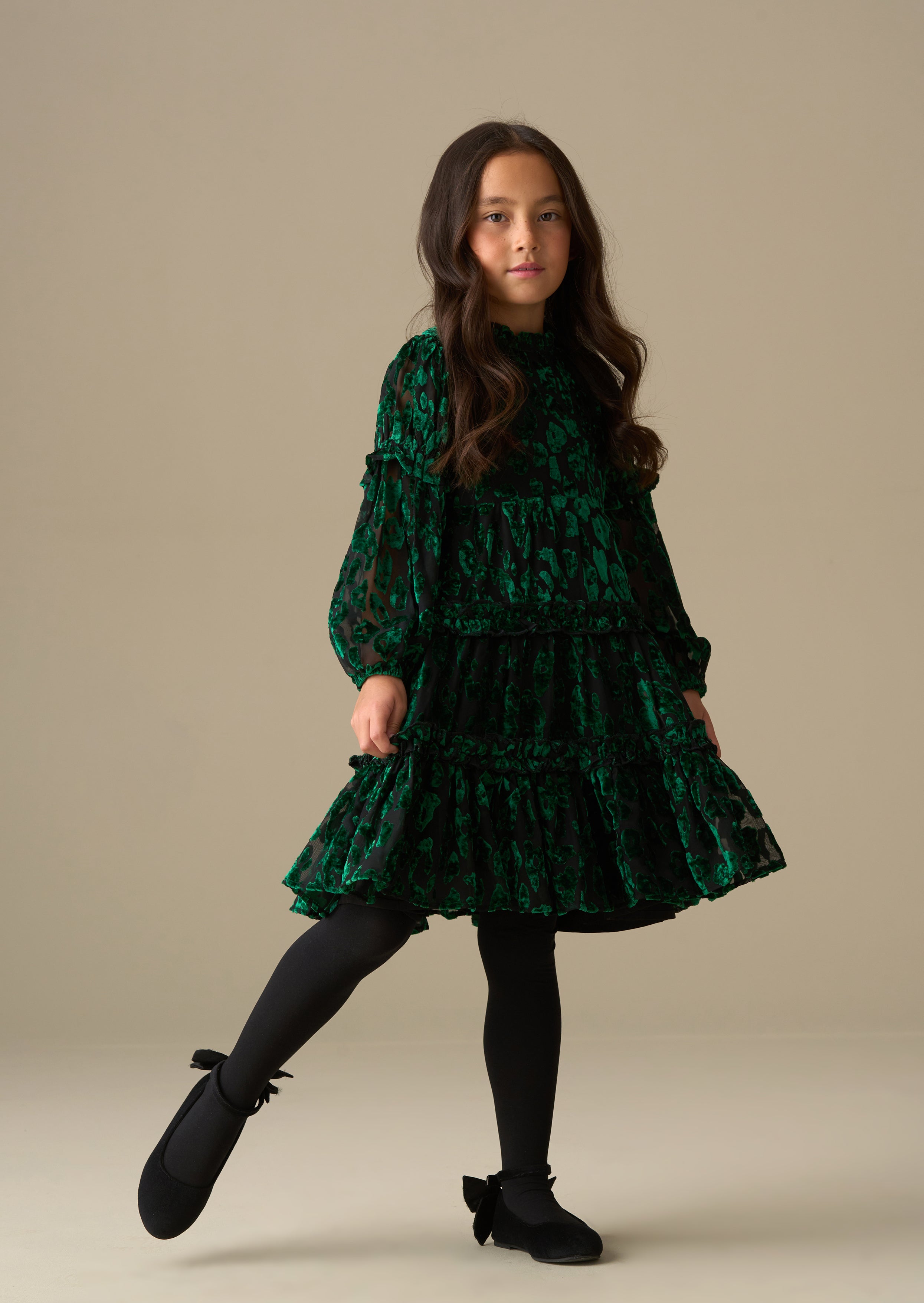 Poppy Devore Velvet Tiered Dress