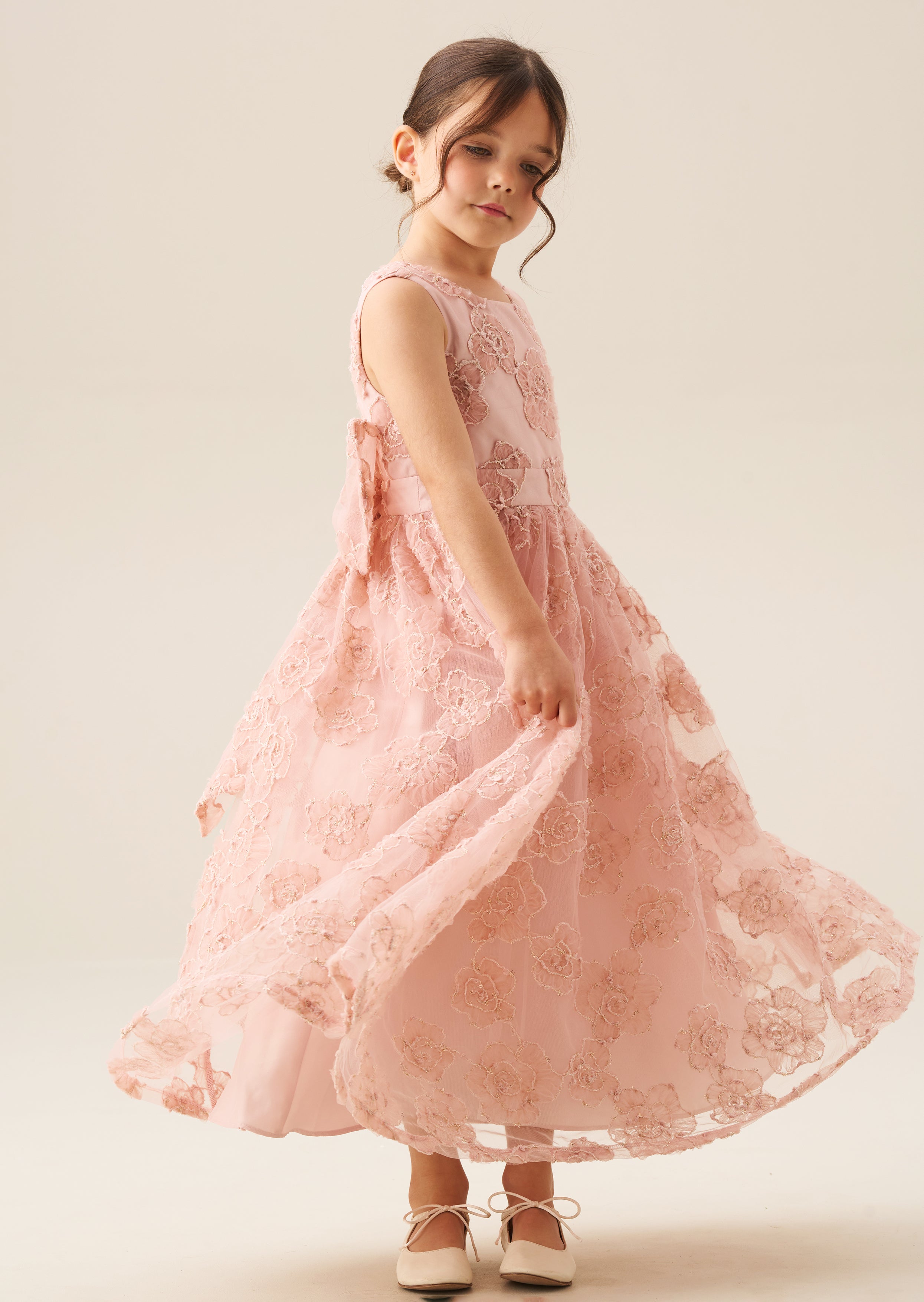 Louise Blush Embellished Bow Back Dress