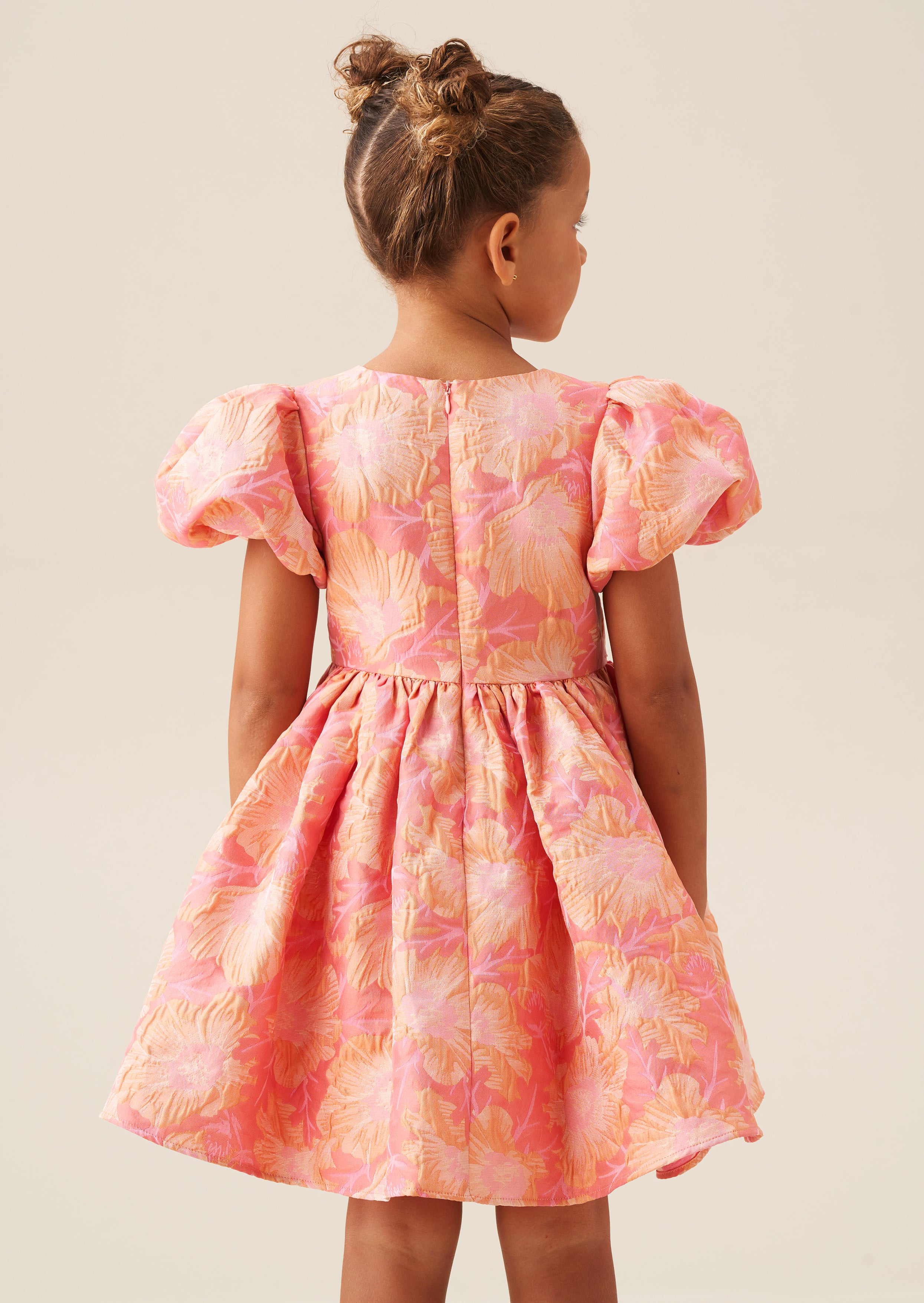 Georgia Pink Bow Jacquard Dress