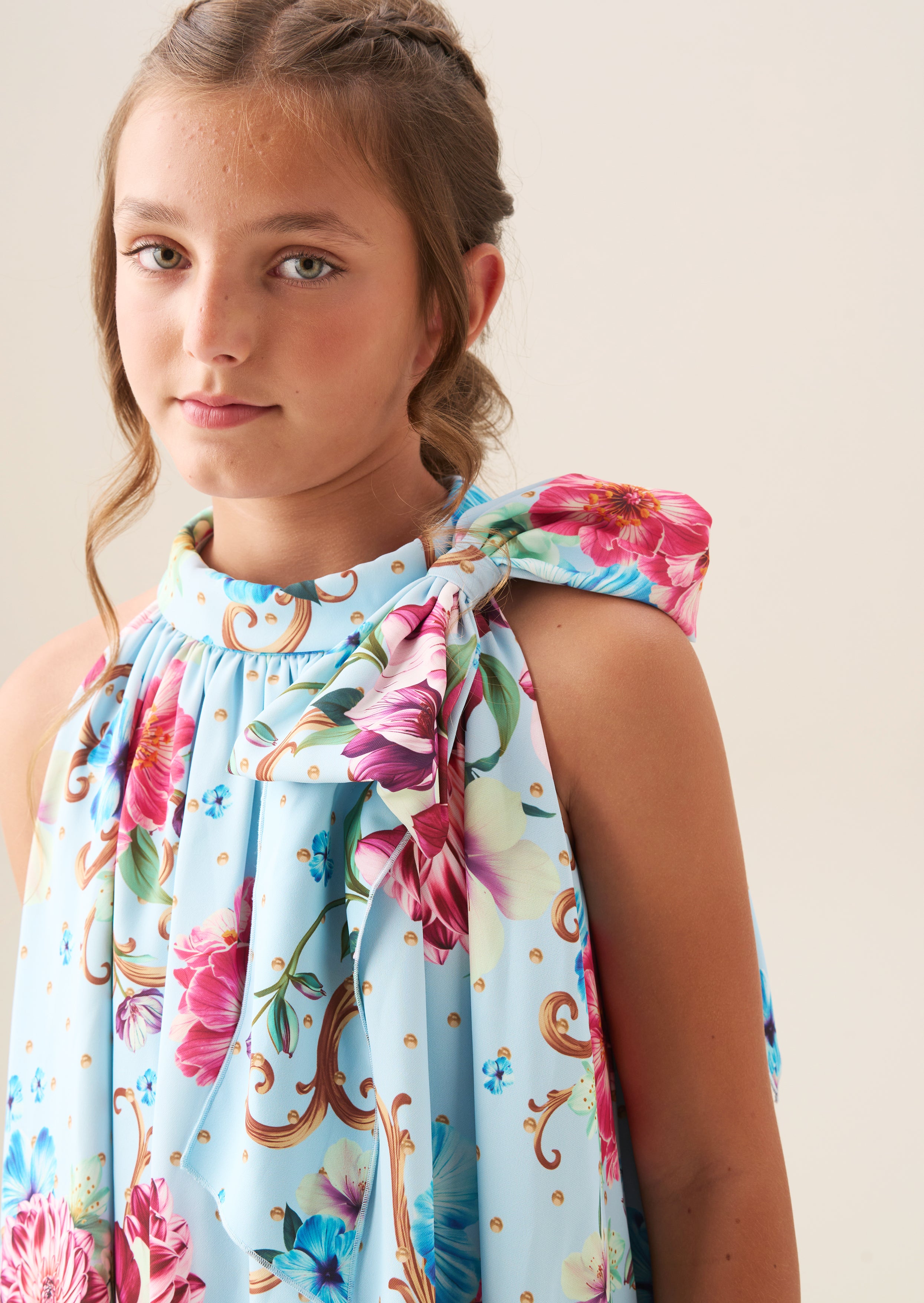 Amelia Print Bow Swing Dress