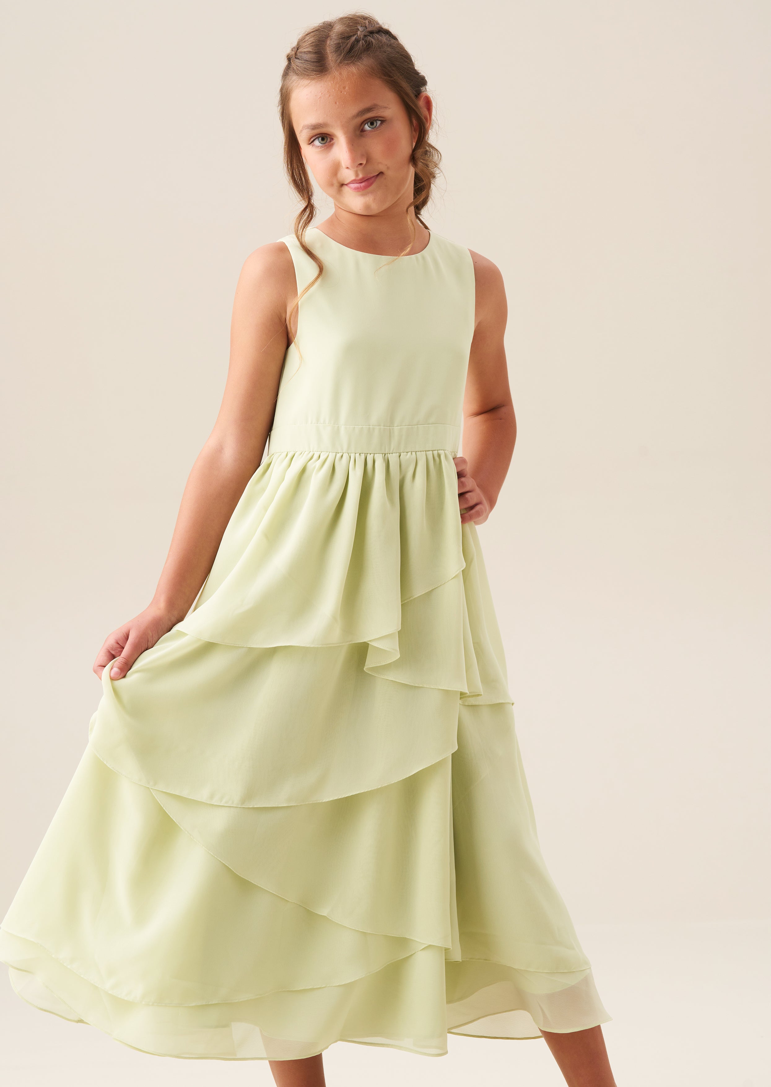 Letitia Sage Tiered Ruffle Dress