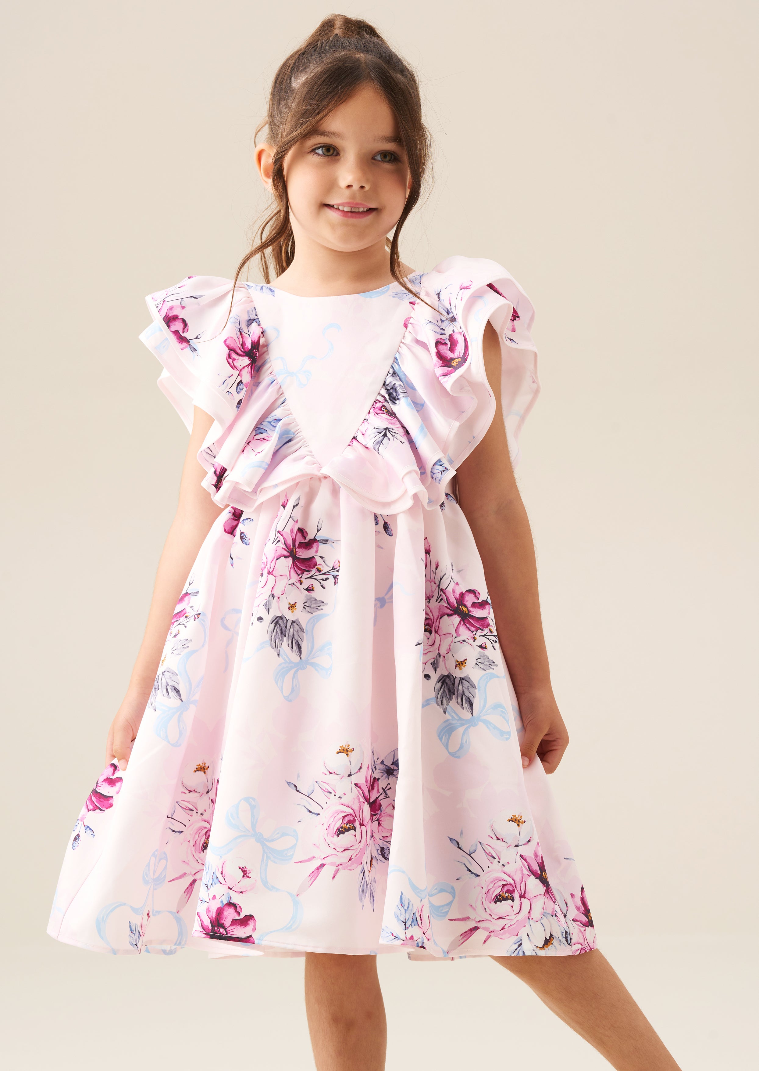 Robe Emillie imprimée à manches volantées