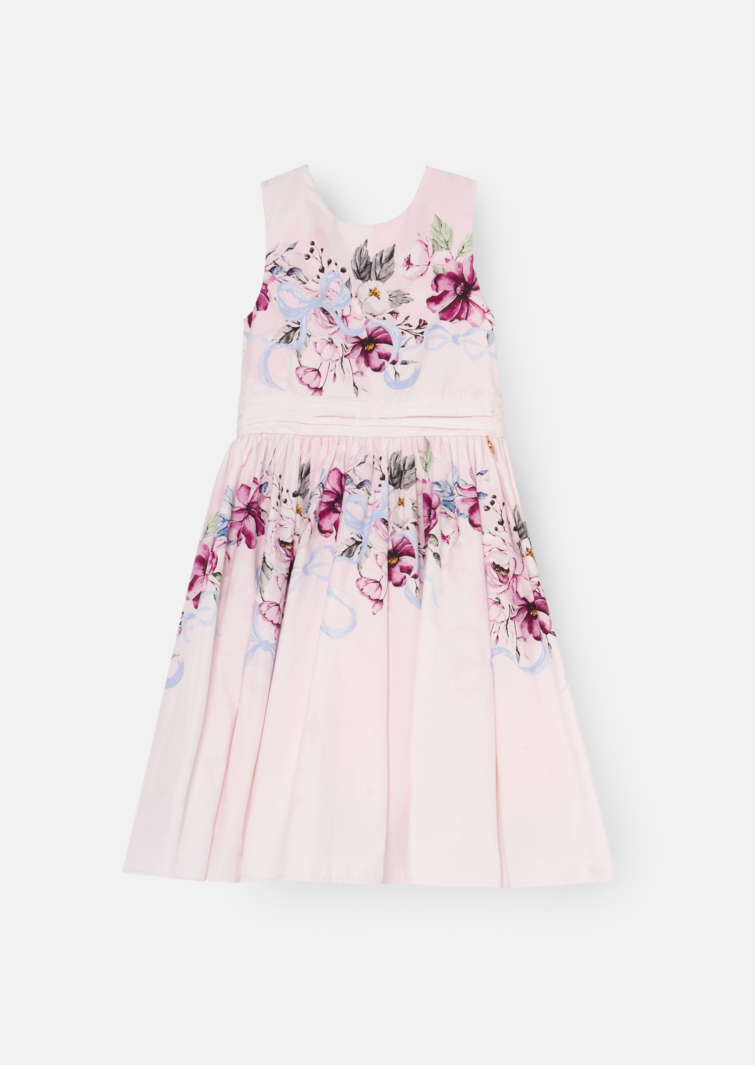 فستان إليسا بطبعة أحمر خدود مع فيونكة خلفية