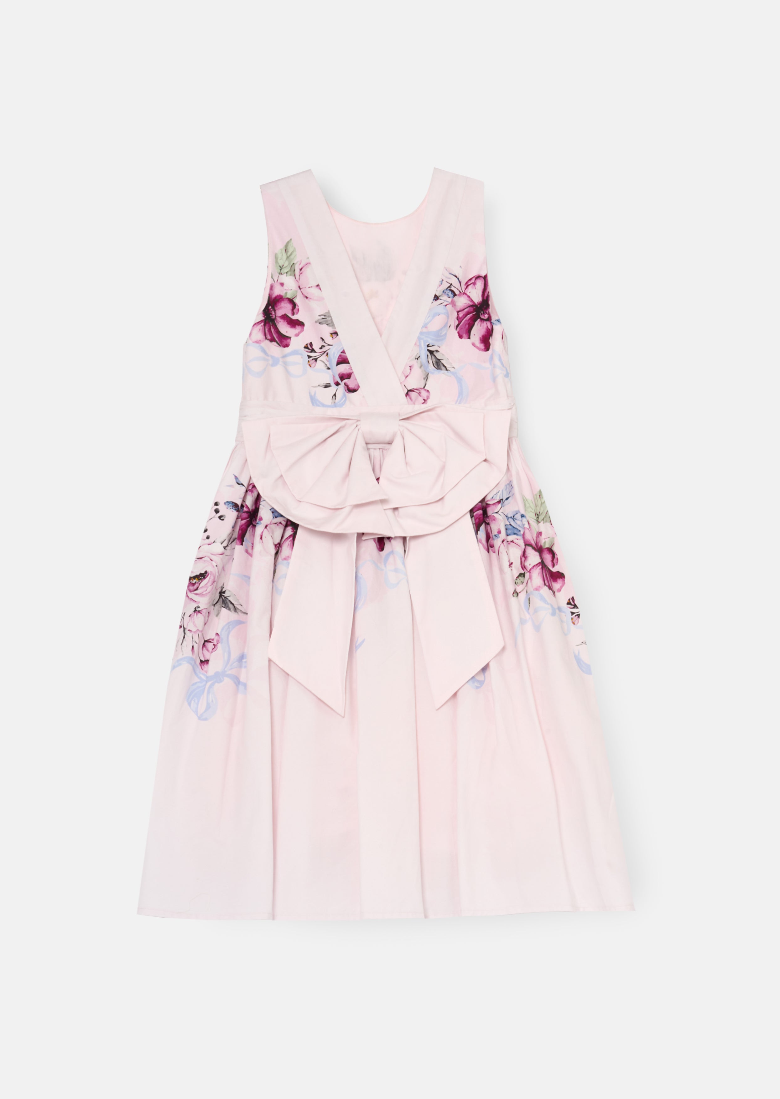 فستان إليسا بطبعة أحمر خدود مع فيونكة خلفية