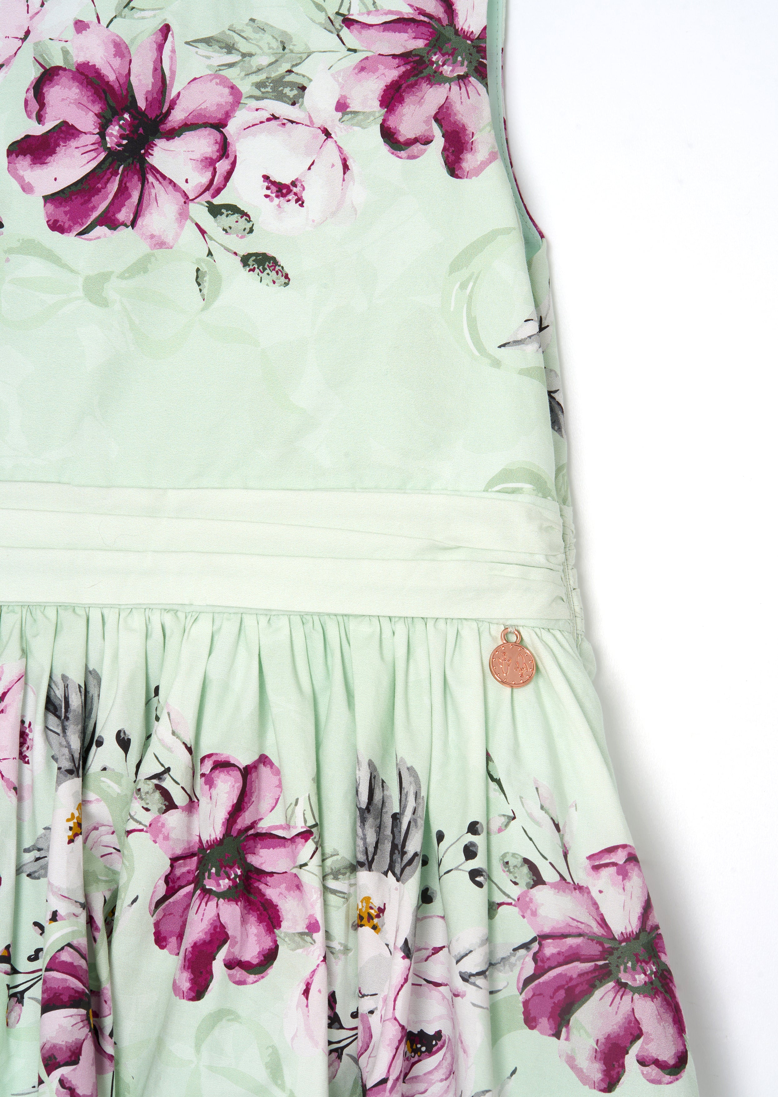 فستان إليسا بطبعة النعناع مع فيونكة خلفية