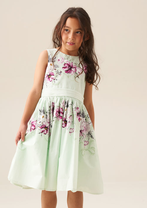 Robe Elisa Mint à nœud dans le dos imprimée