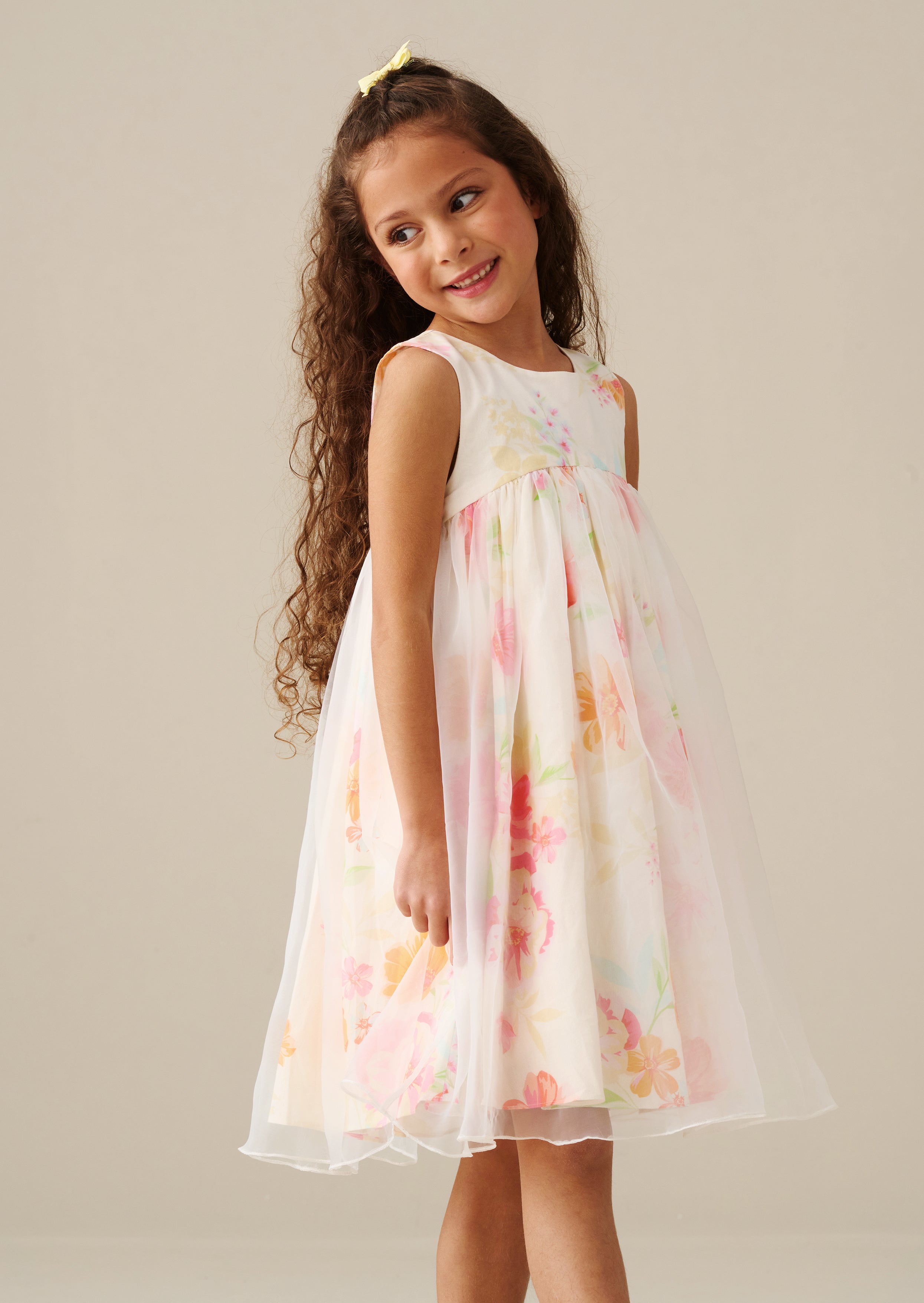 April Organza Overlay Print Dress