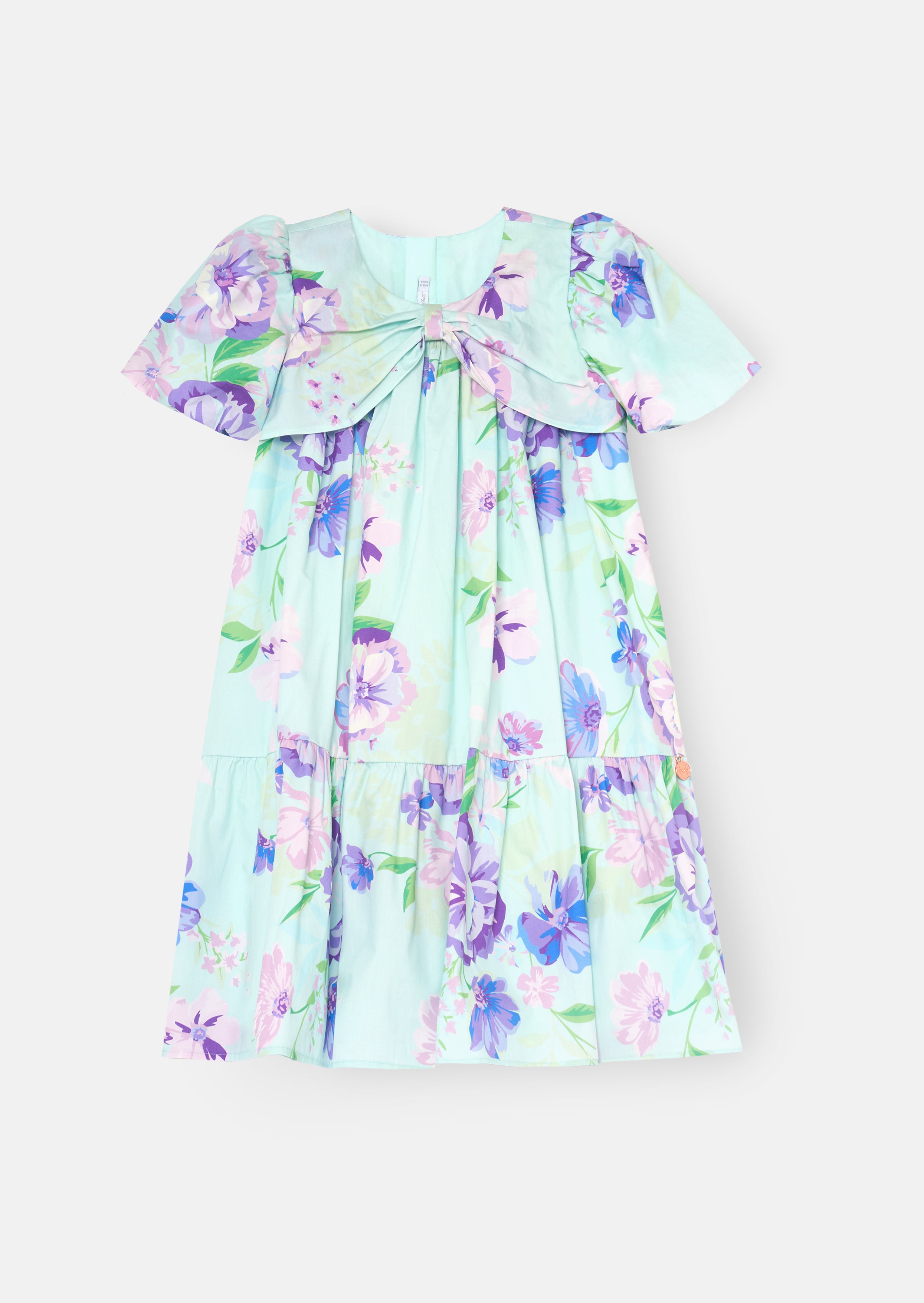 Vestito Lucia con maniche a sbuffo e fiocco frontale