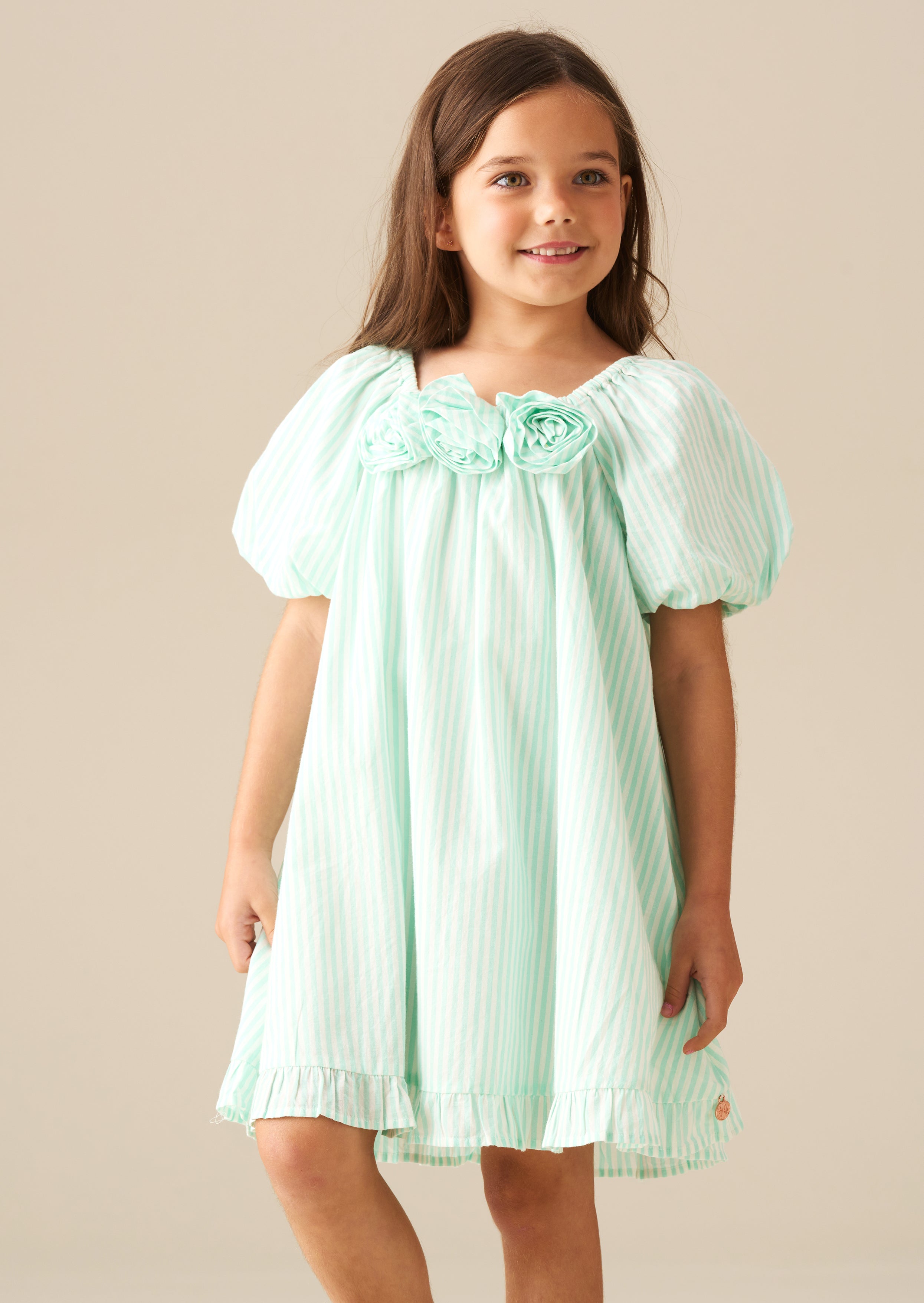 Coletta Corsage Stripe Swing Dress