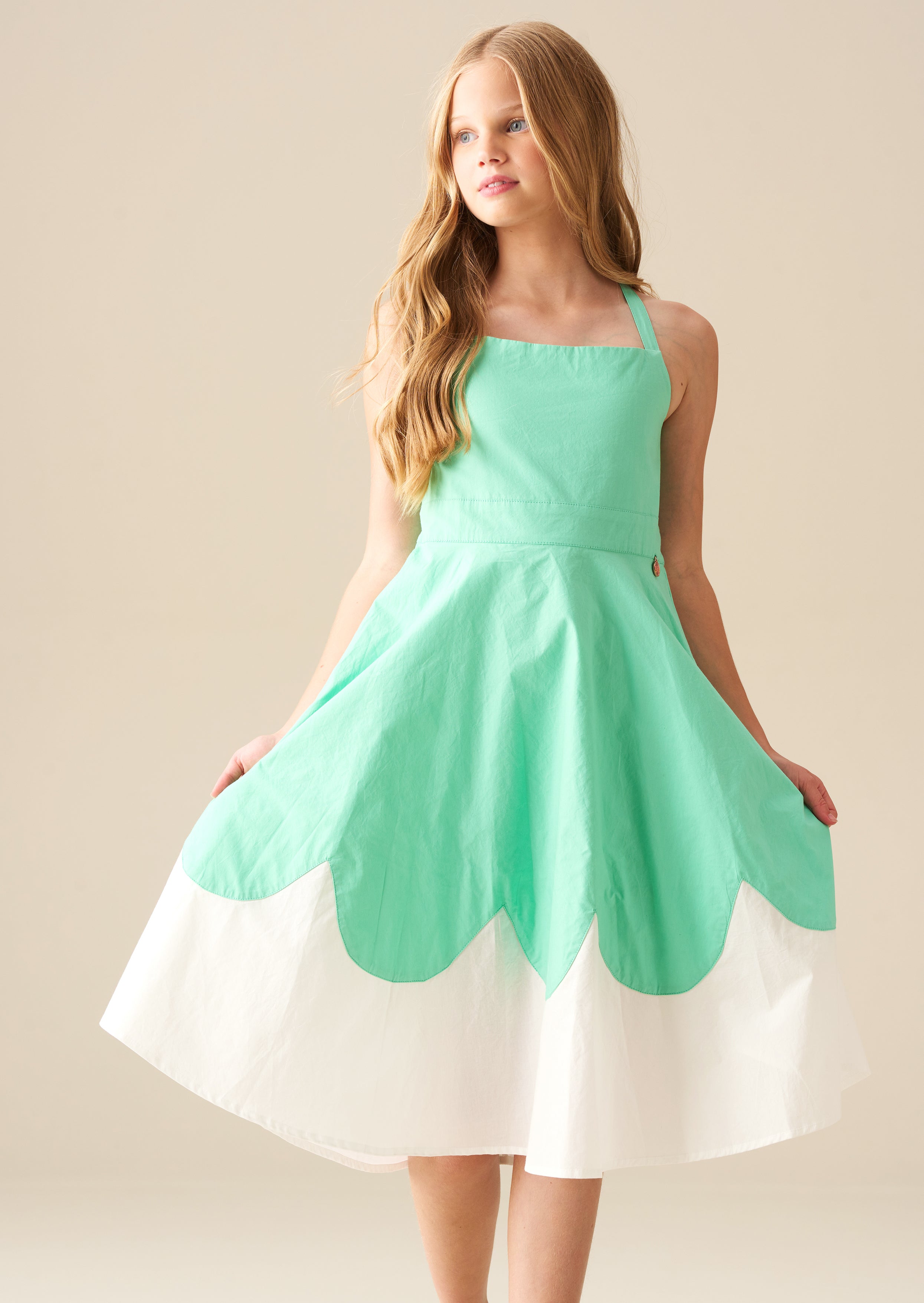 Allegra Green Scallop Swing Dress