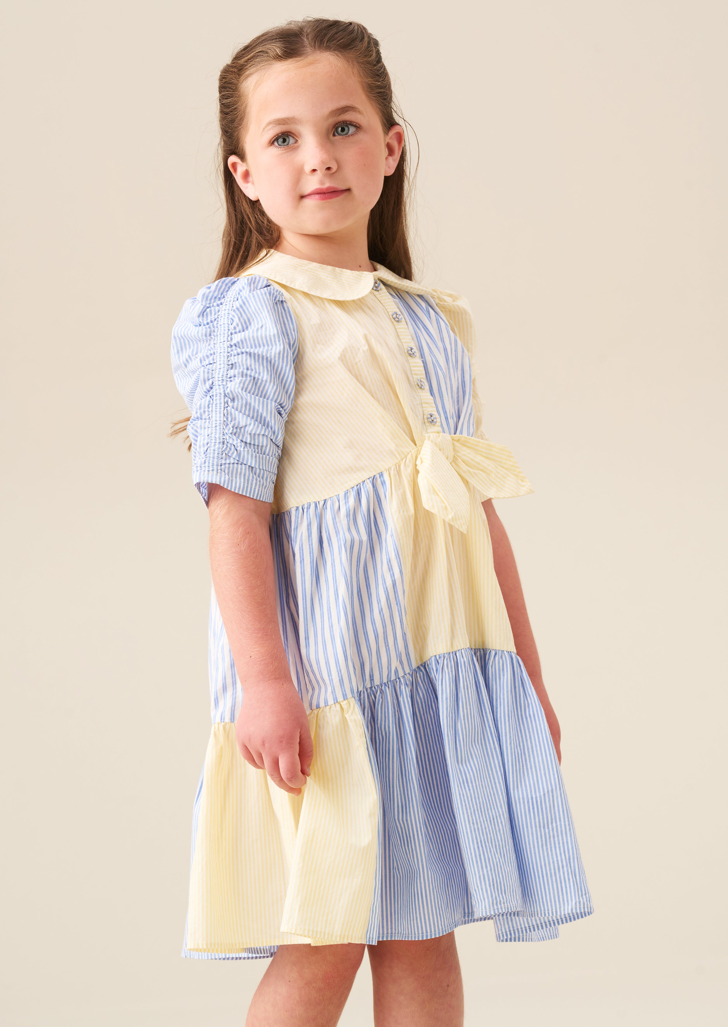 Frankie Blue Mixed Stripe Shirt Dress