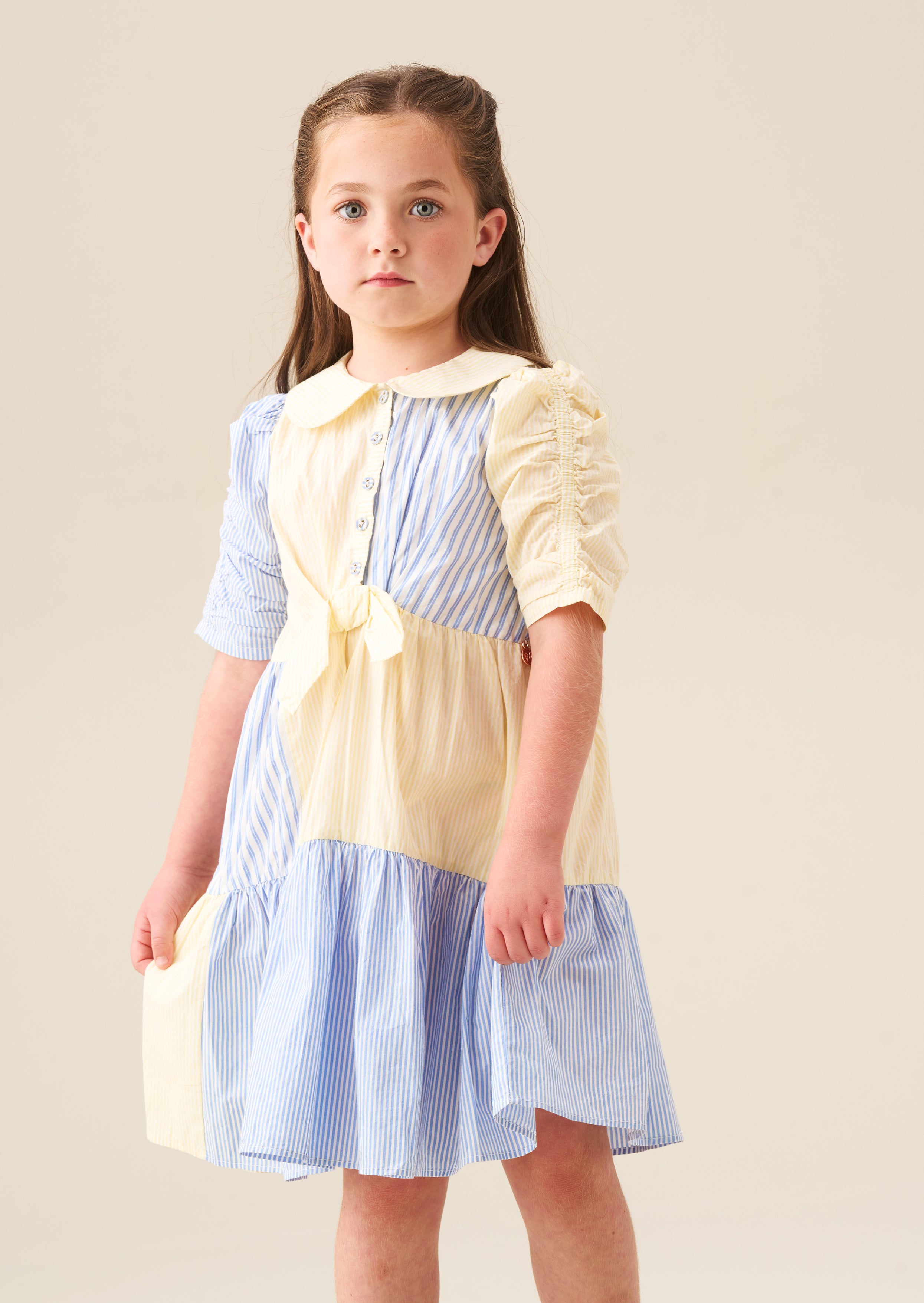 Frankie Blue Mixed Stripe Shirt Dress