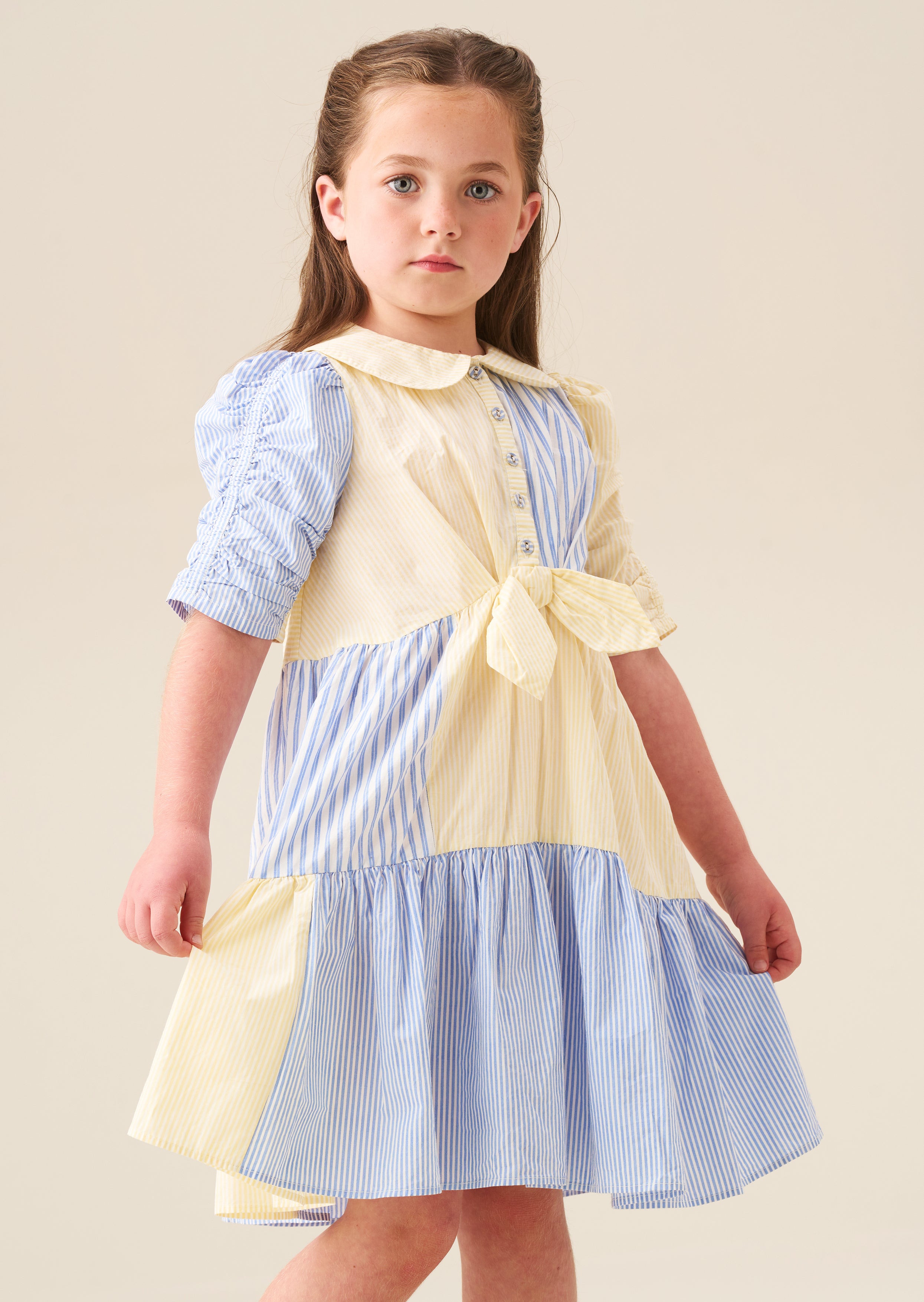 Frankie Blue Mixed Stripe Shirt Dress