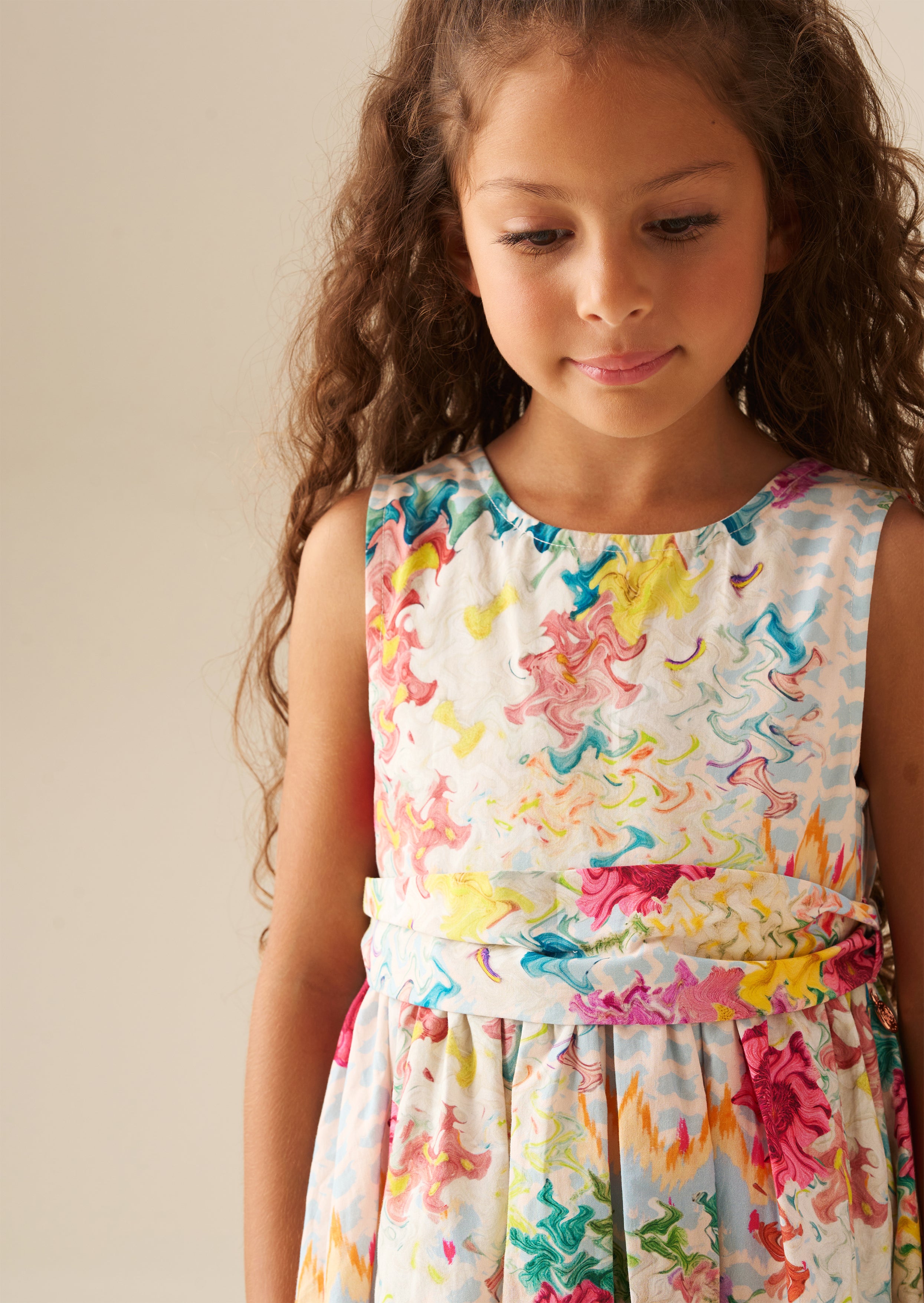 Seren Print Streifen Schärpe Taillenkleid