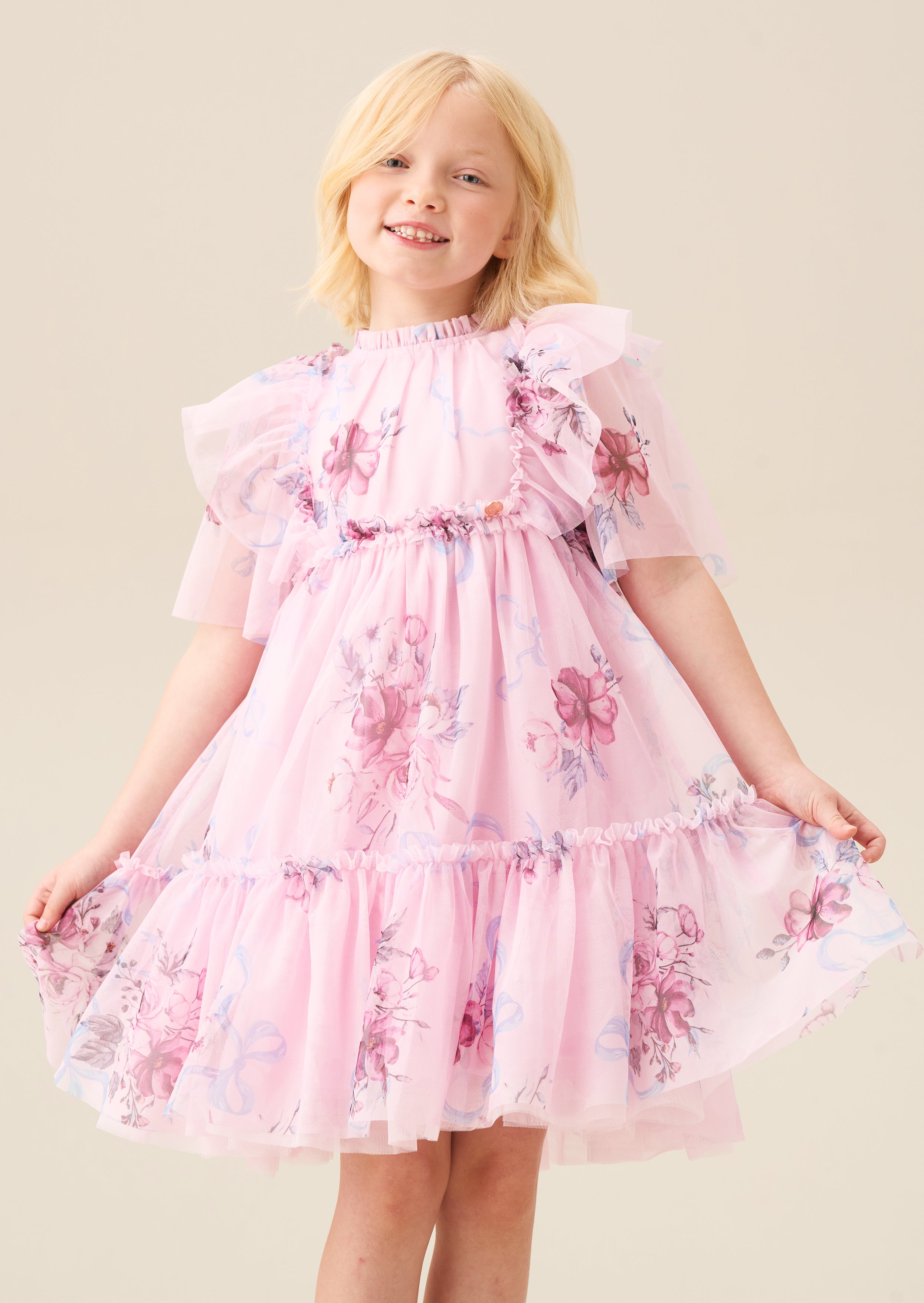 Rosa Pink Floral Mesh Dress