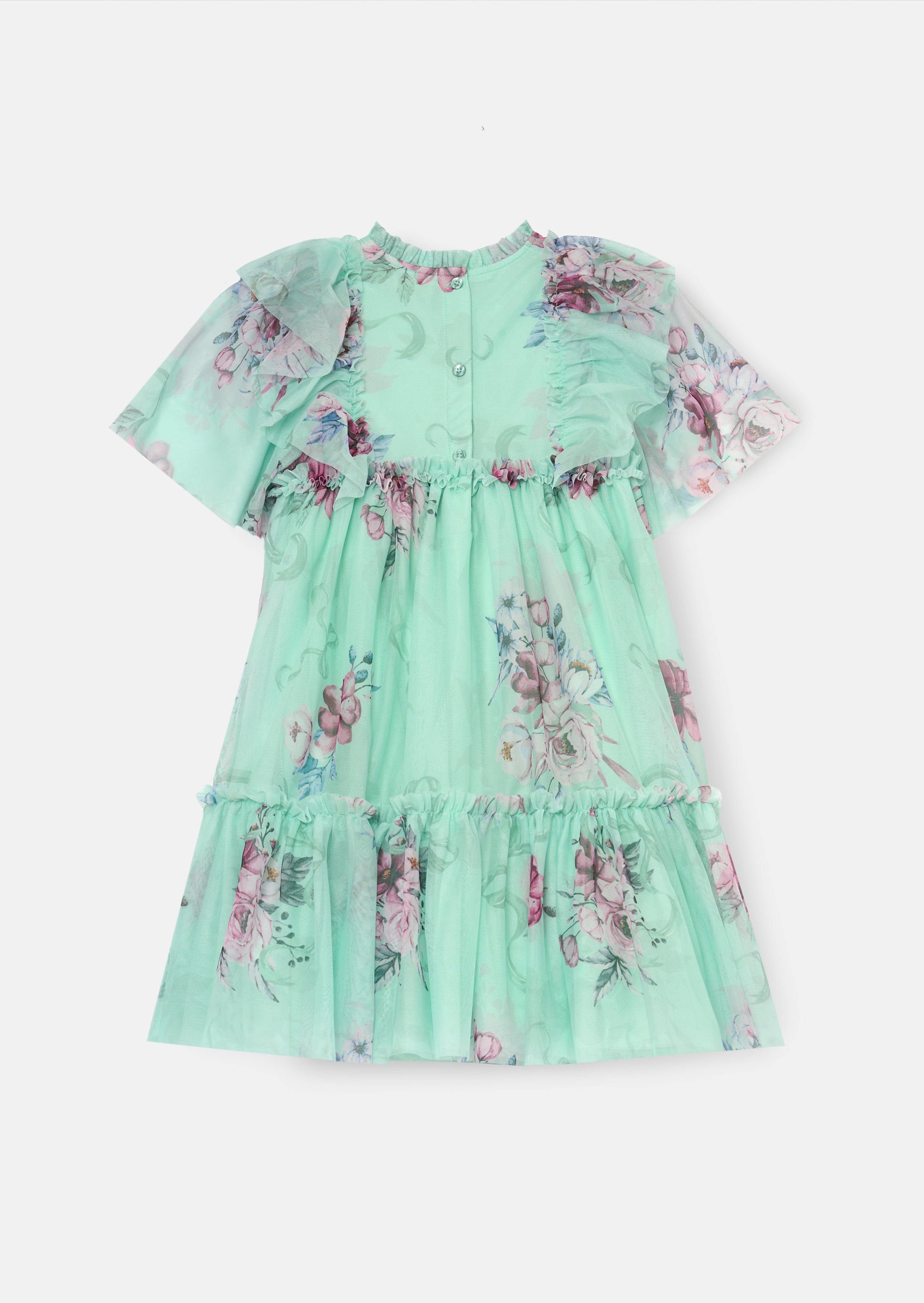 Rosa Mint Floral Mesh Dress