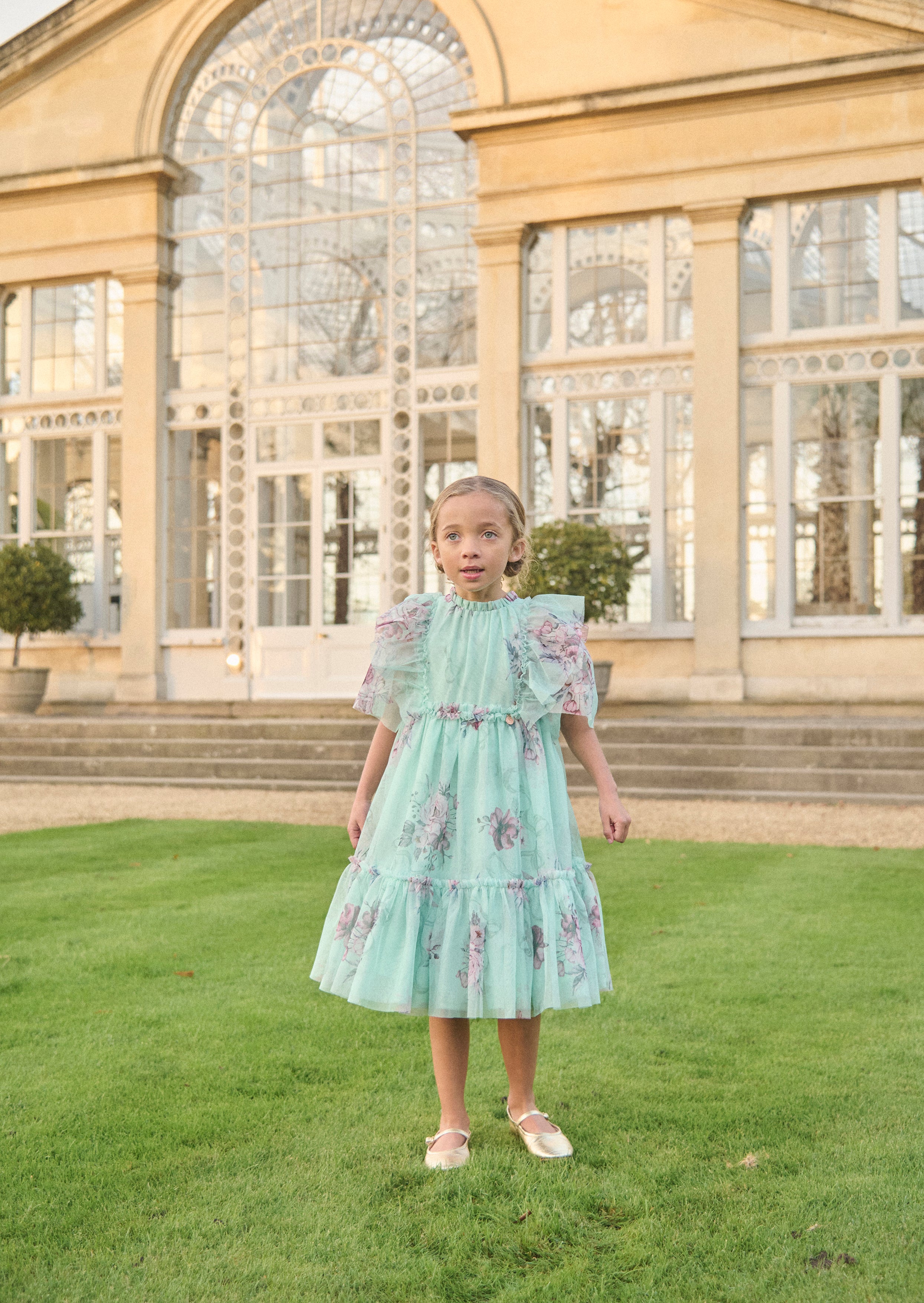 Rosa Mint Floral Mesh Dress