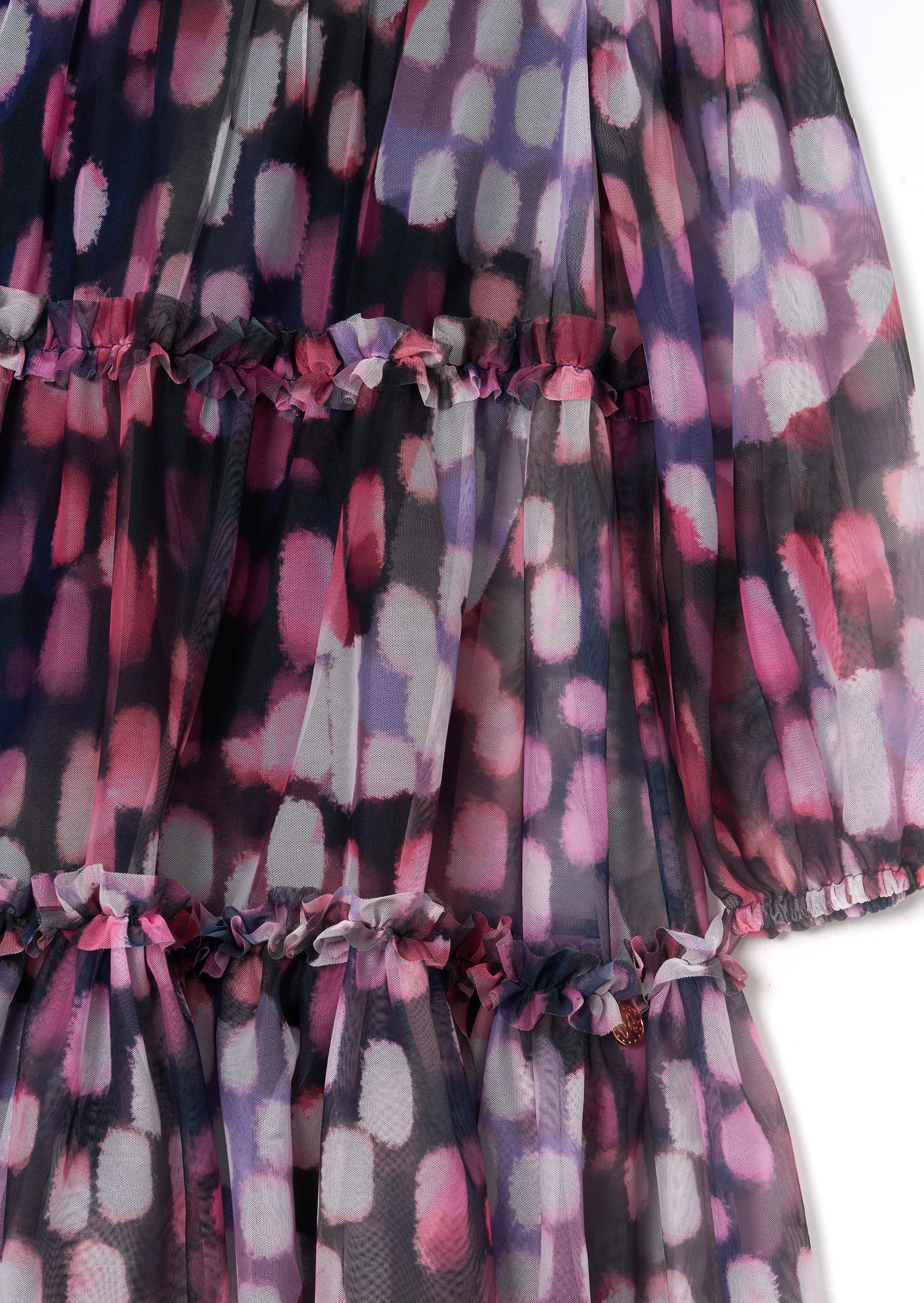 Vestito a rete stampato Cara con gonna a ruota