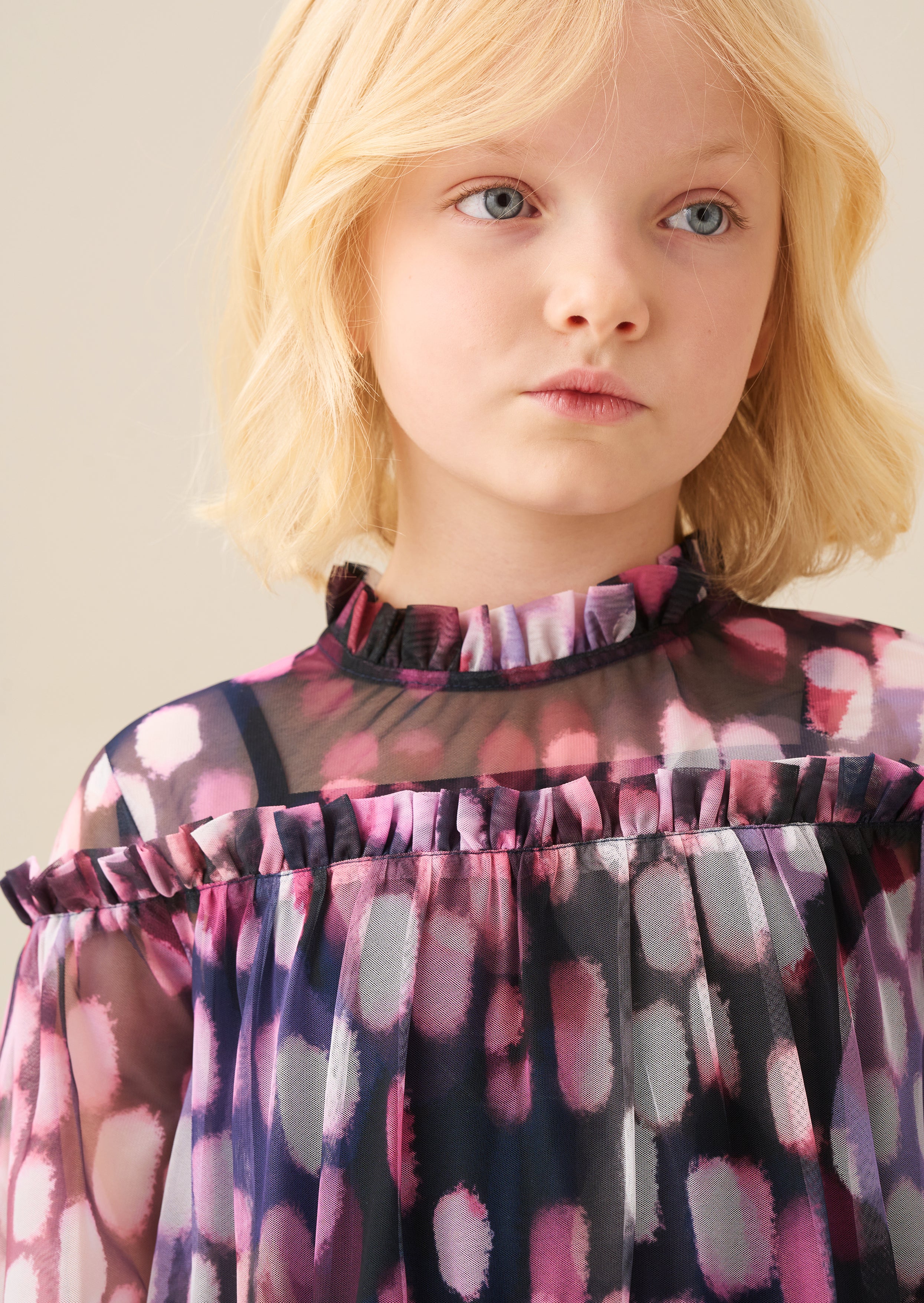 Vestito a rete stampato Cara con gonna a ruota